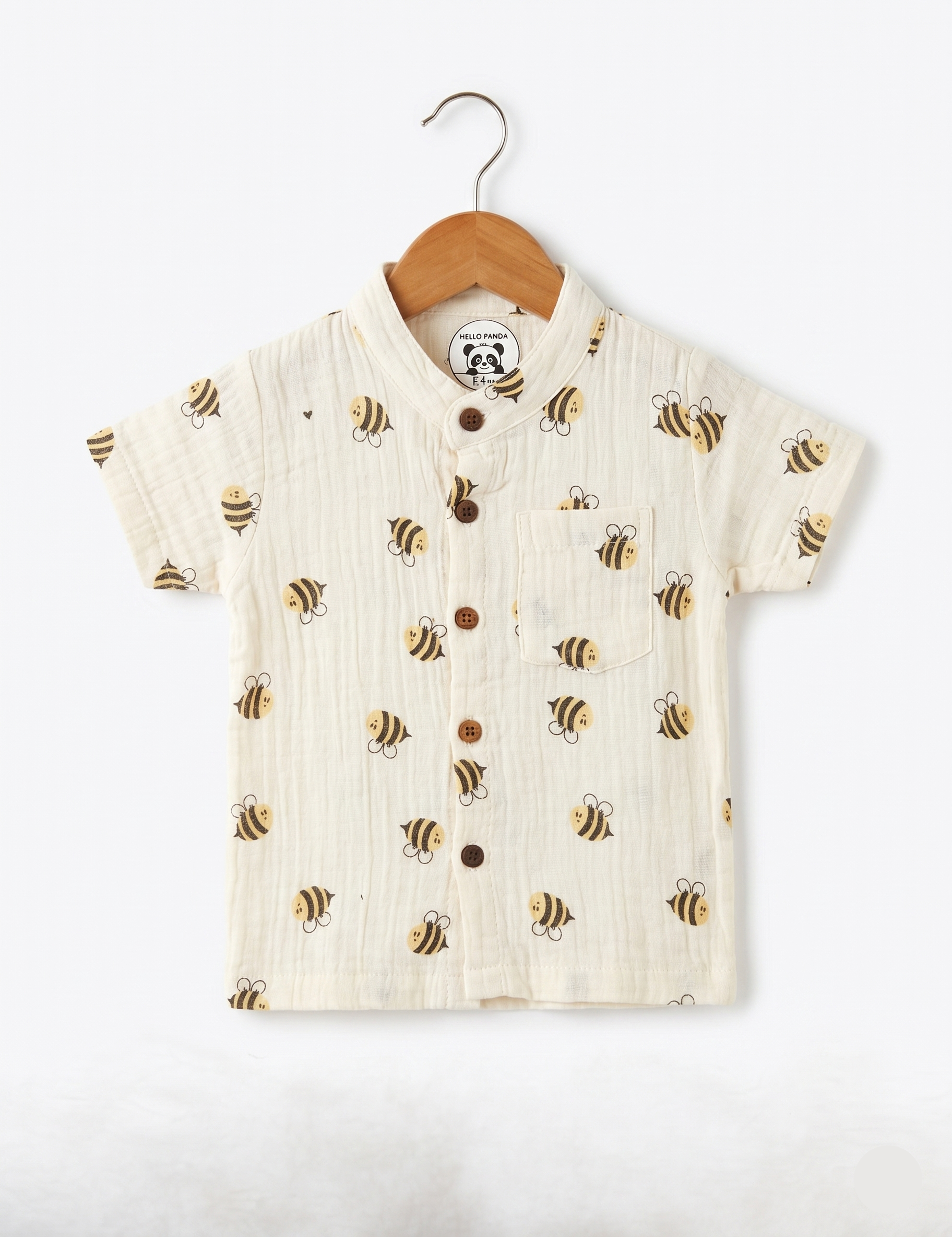 Infants' Bumblebee Print Muslin Button-Down Shirt and Shorts Set