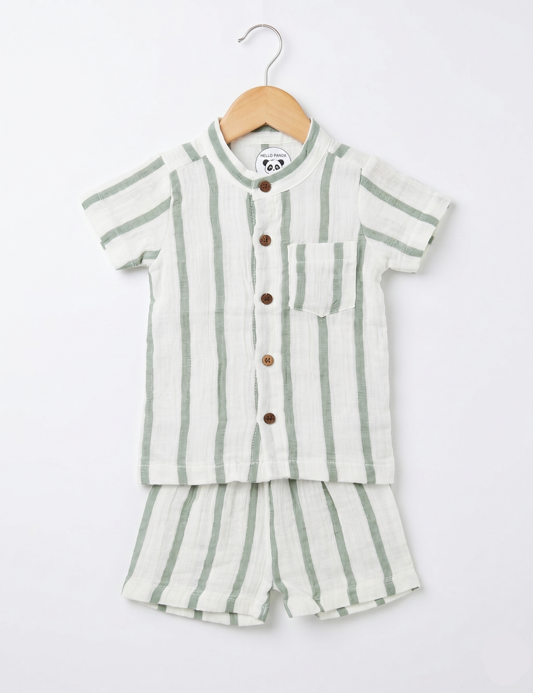 Infants' Striped Muslin Button-Down Shirt and Shorts Set