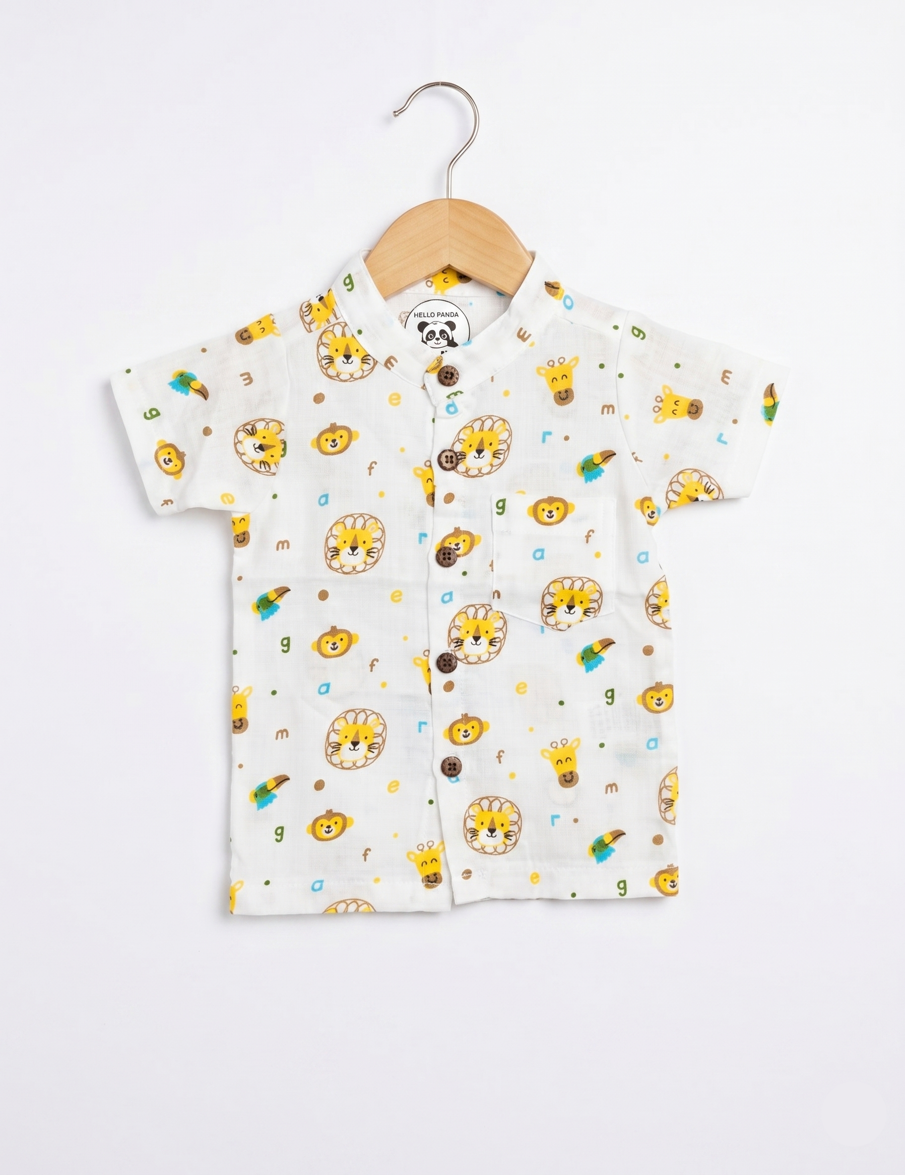 Breathable Cotton Muslin Button-Down Outfit – Fun Animal Safari Print