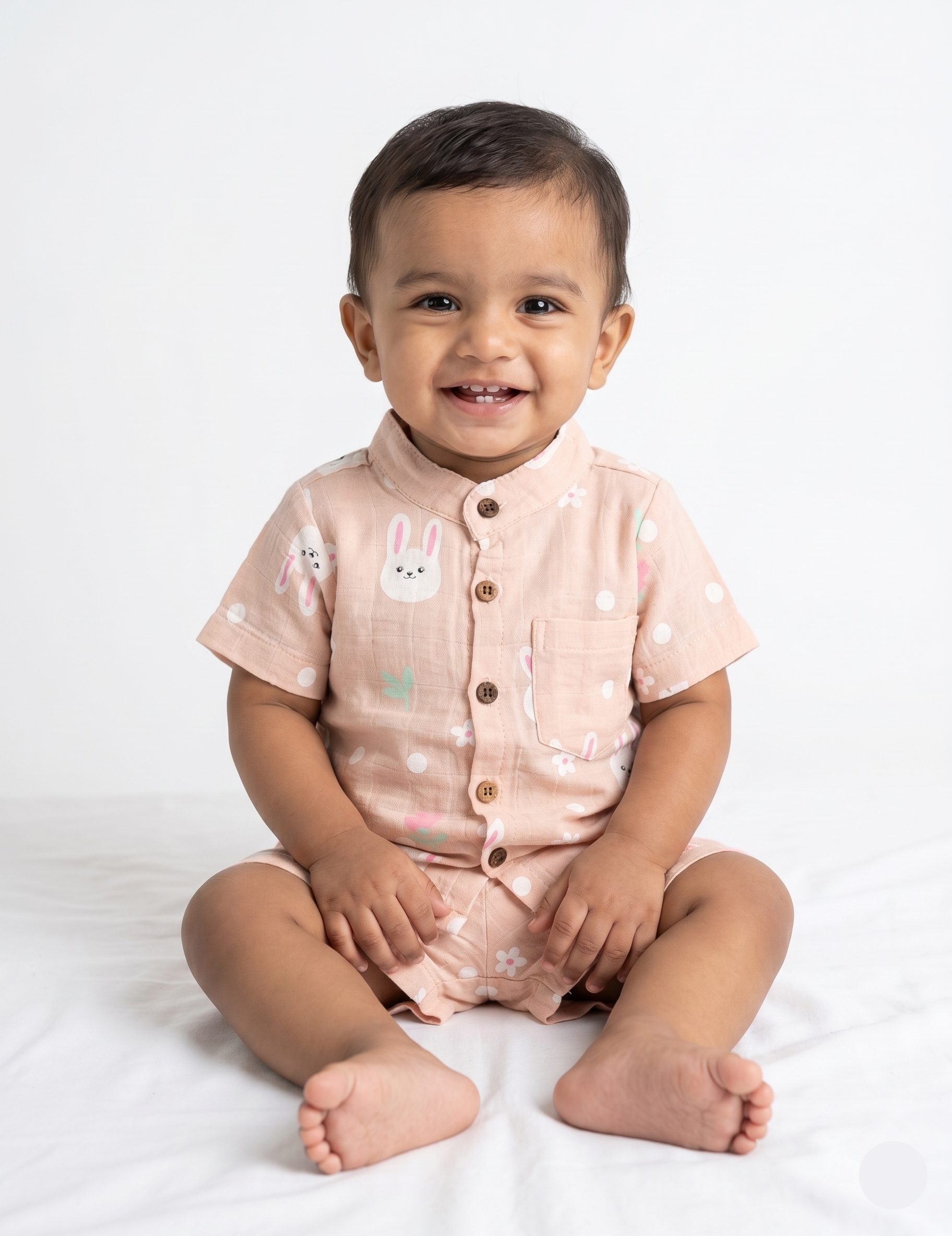 Adorable Bunny Print Muslin Co-ord Set for Kids