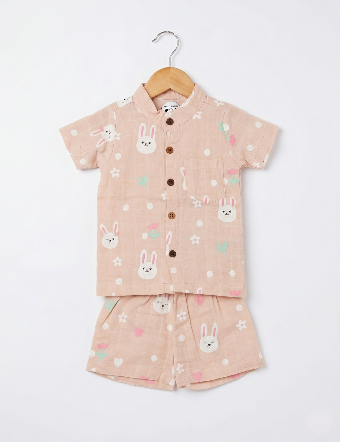 Adorable Bunny Print Muslin Co-ord Set for Kids