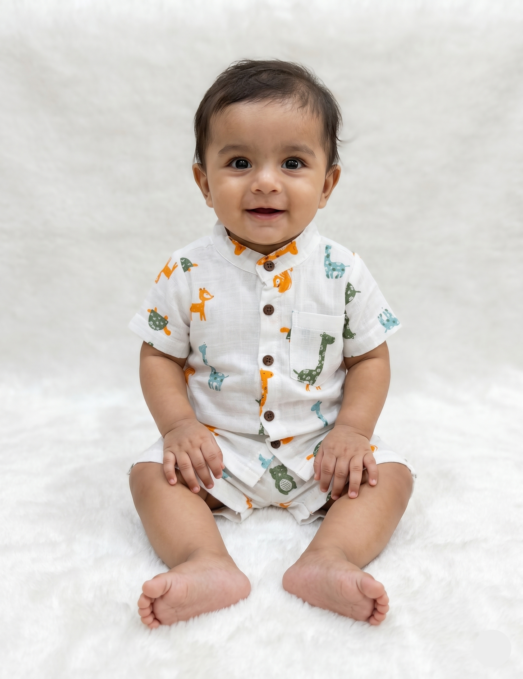Playful Jungle Animal Print Muslin Co-ord Set for Kids