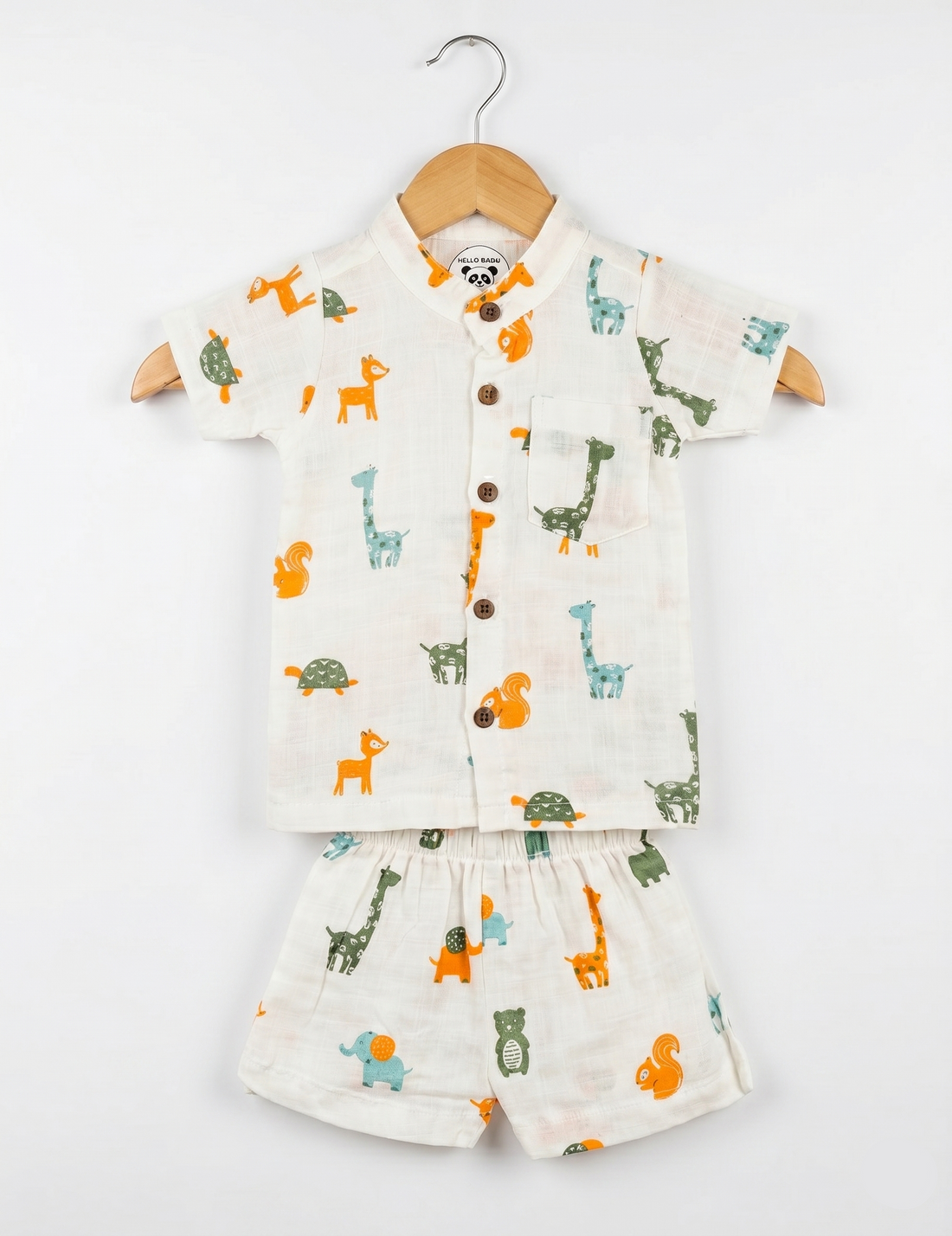 Playful Jungle Animal Print Muslin Co-ord Set for Kids