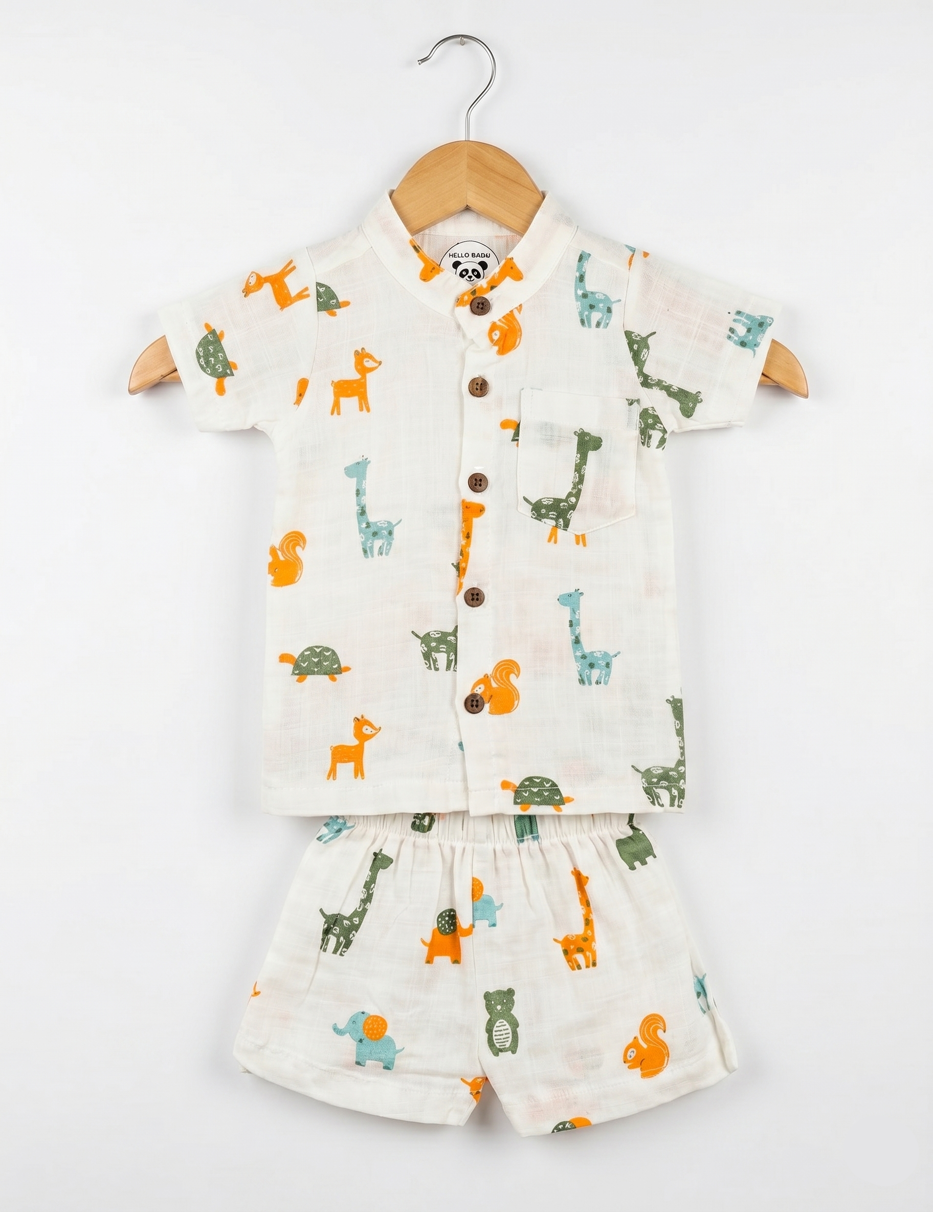 Playful Jungle Animal Print Muslin Co-ord Set for Kids