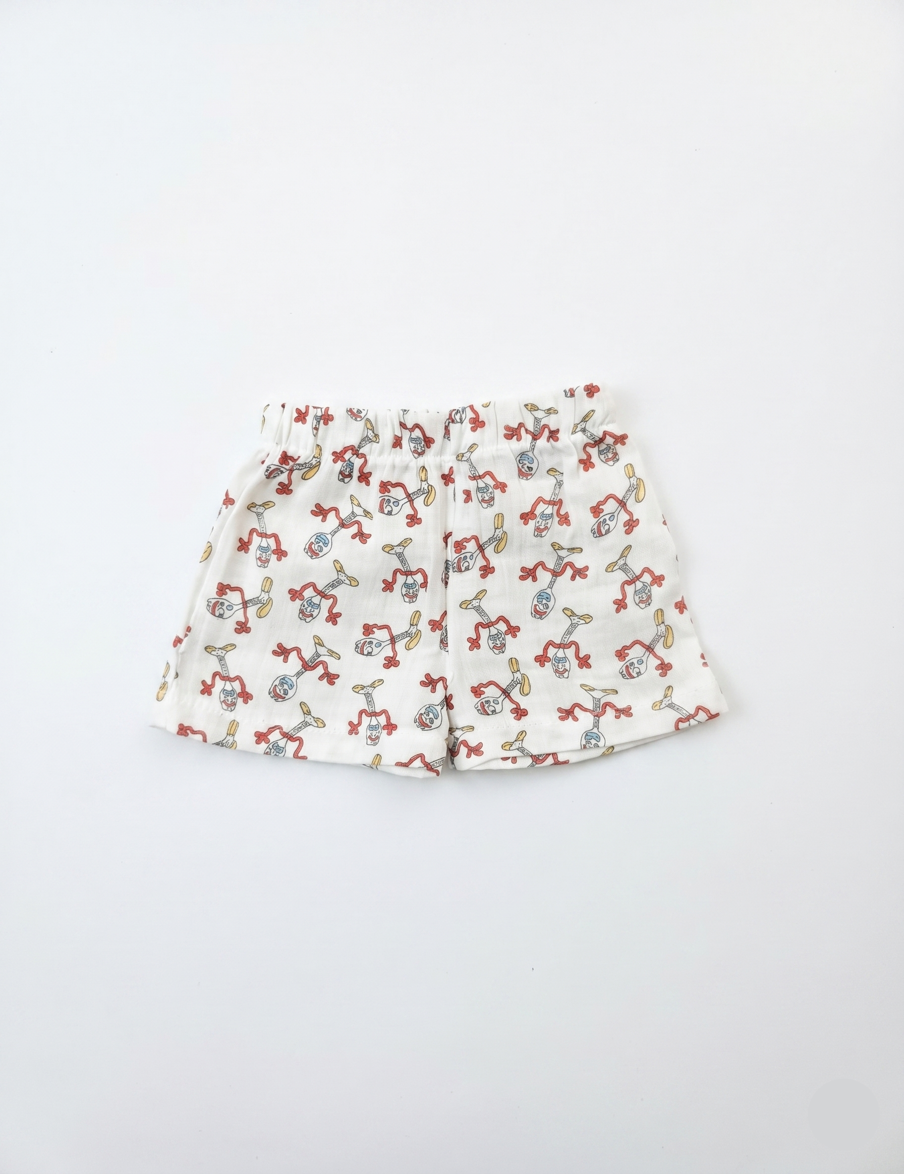 Soft Muslin Cotton Button-Down Shirt & Shorts Set - Fun Character Print