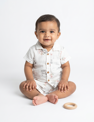 Muslin Cotton Summer Short Set - Cute Floral Character Pattern