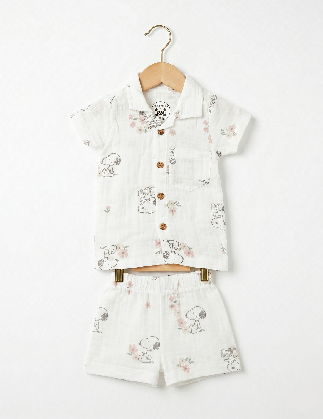 Muslin Cotton Summer Short Set - Cute Floral Character Pattern