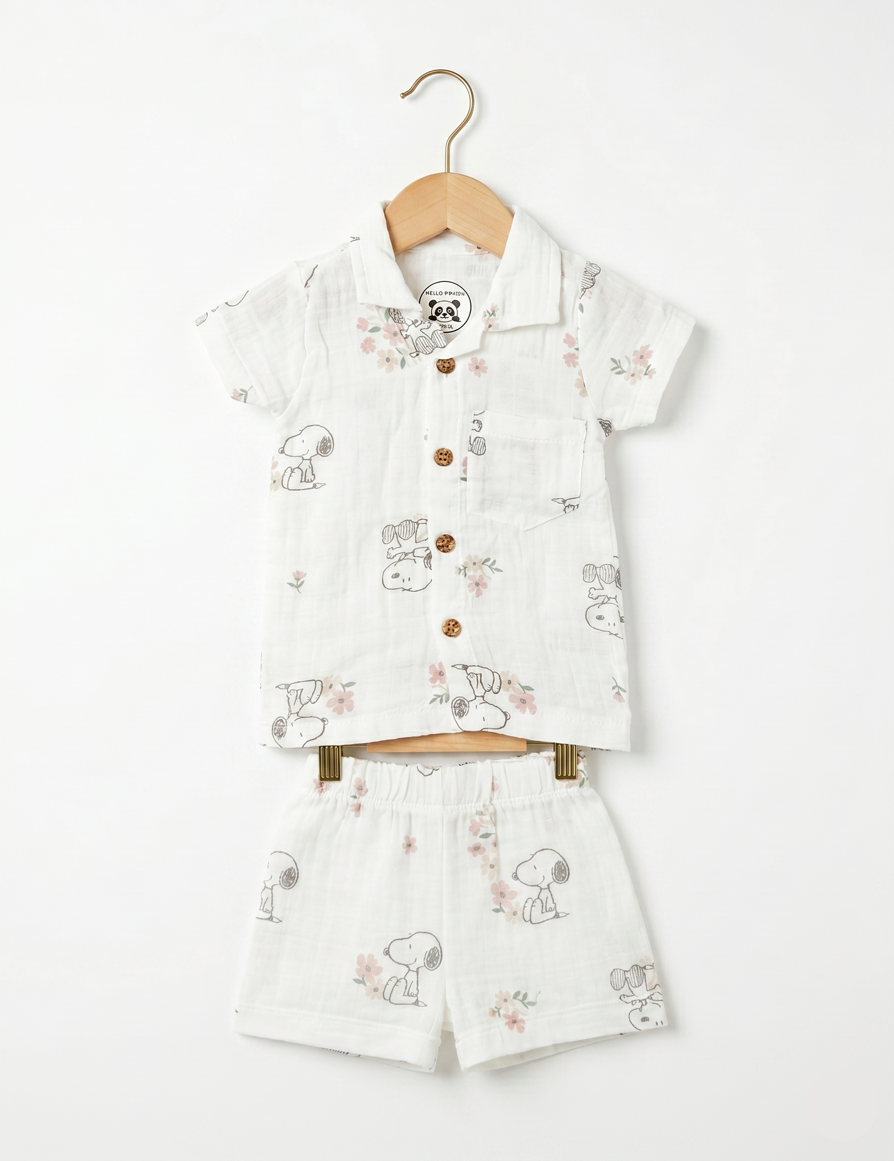 Muslin Cotton Summer Short Set - Cute Floral Character Pattern