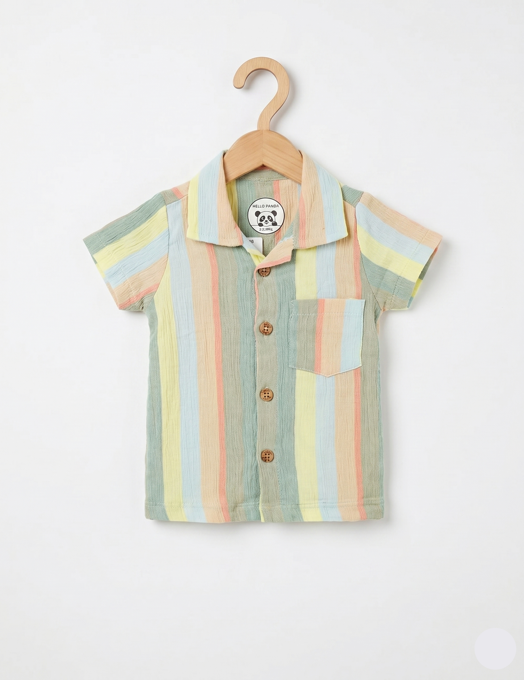 Soft Muslin Button-Down Shirt & Shorts Set - Pastel Stripe