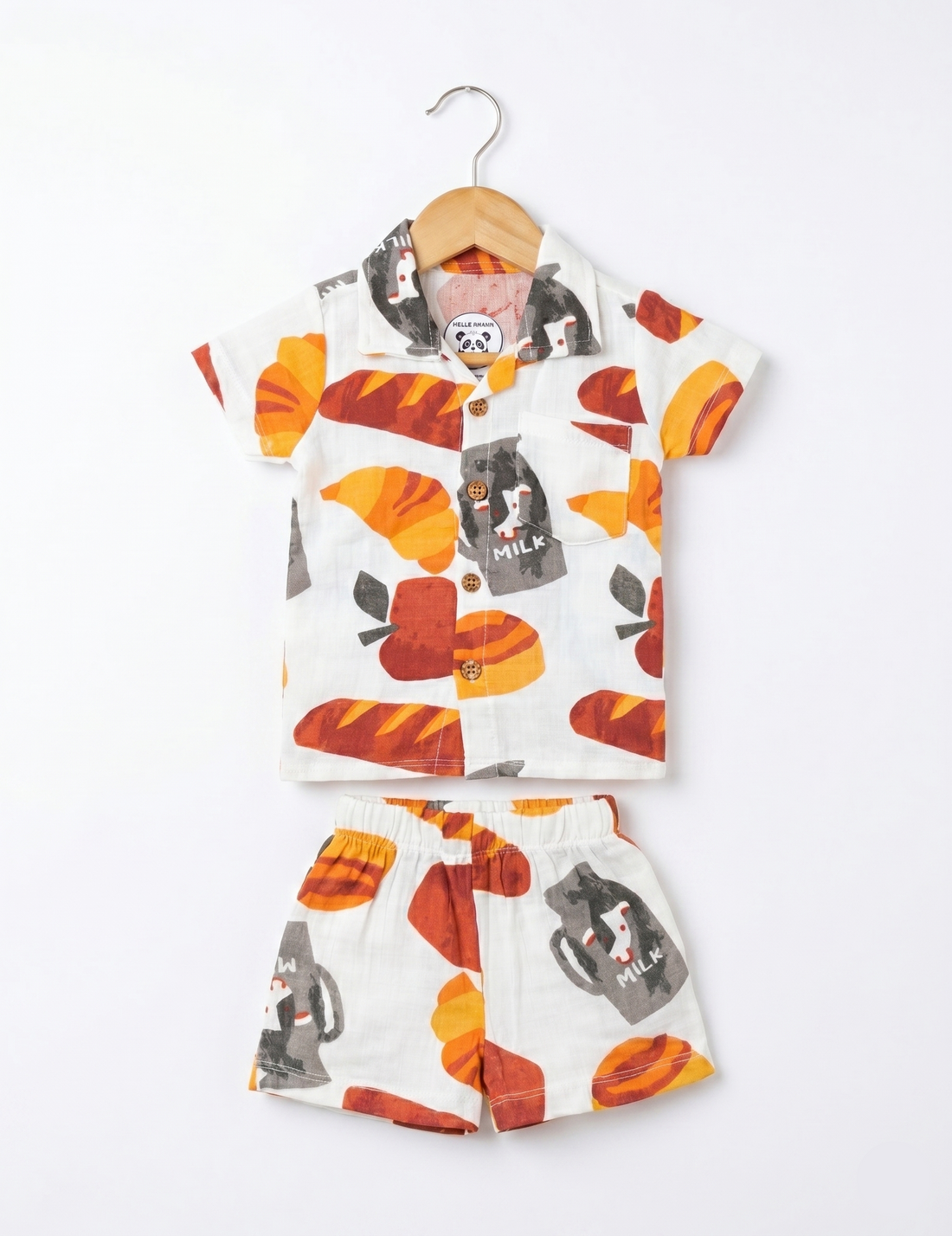 Muslin Cotton Summer Short Set - Whimsical Bakery Design