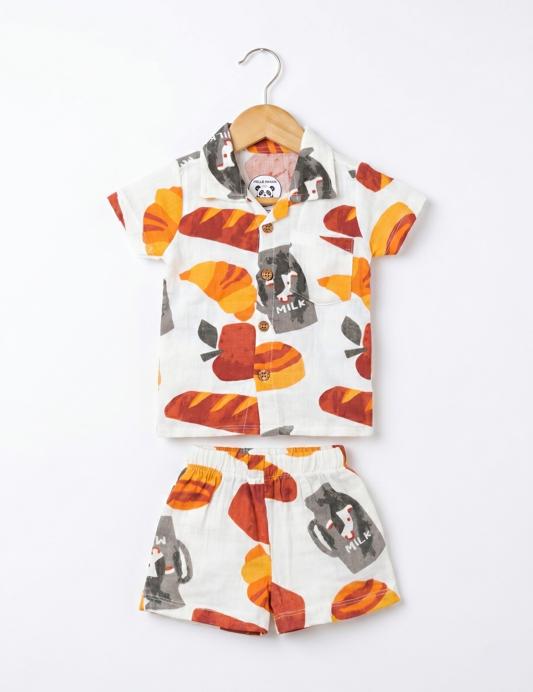 Muslin Cotton Summer Short Set - Whimsical Bakery Design
