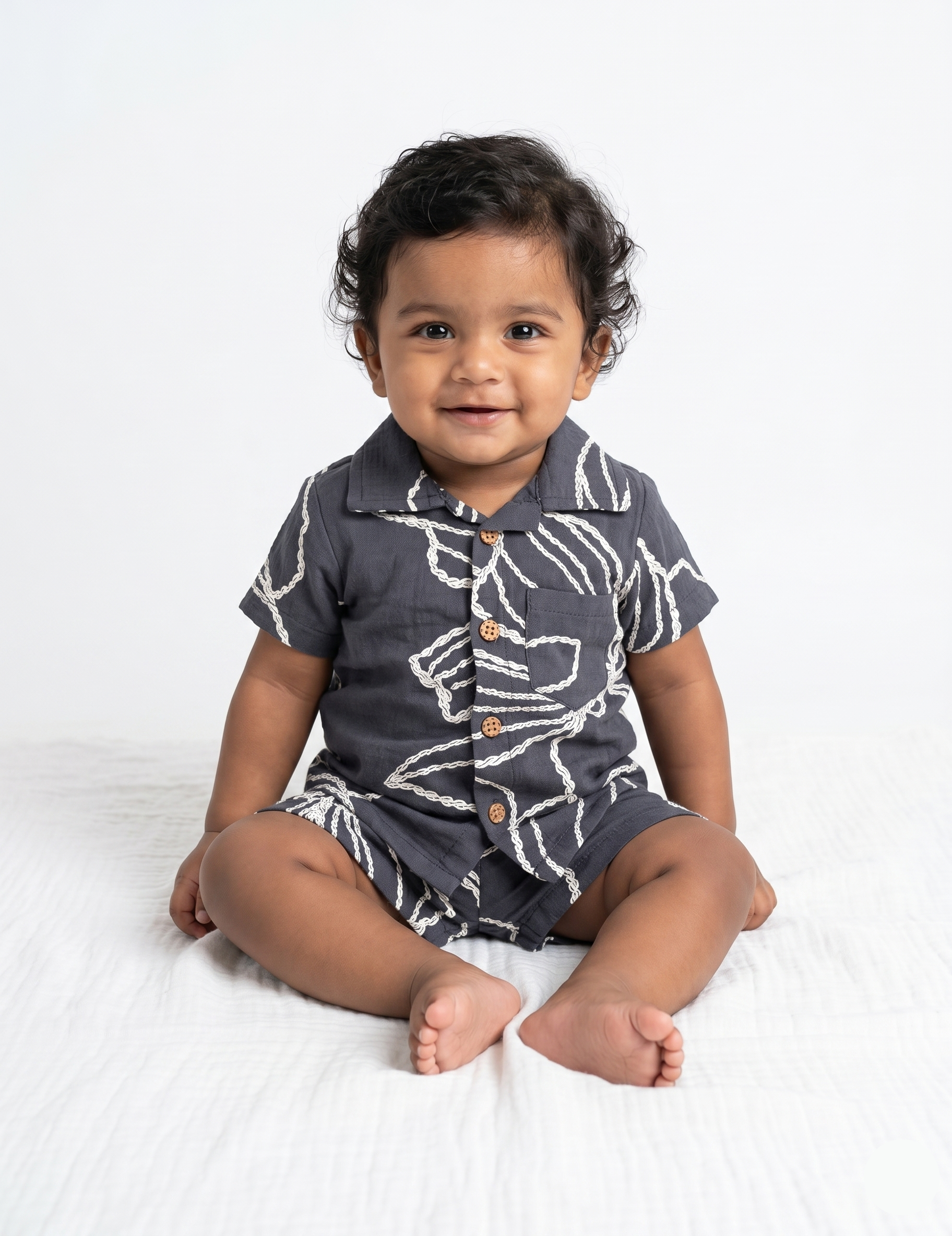 Muslin Cotton Summer Short Set - Stylish Graphic Pattern