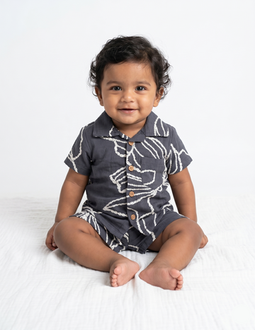 Muslin Cotton Summer Short Set - Stylish Graphic Pattern