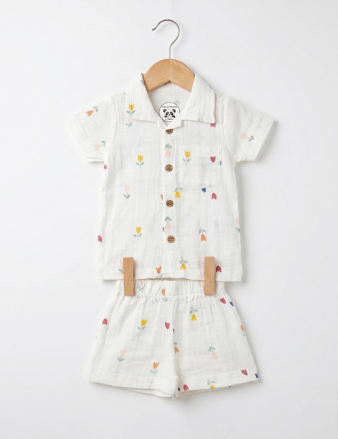 Muslin Cotton Summer Short Set - Cute Minimalist Floral Design