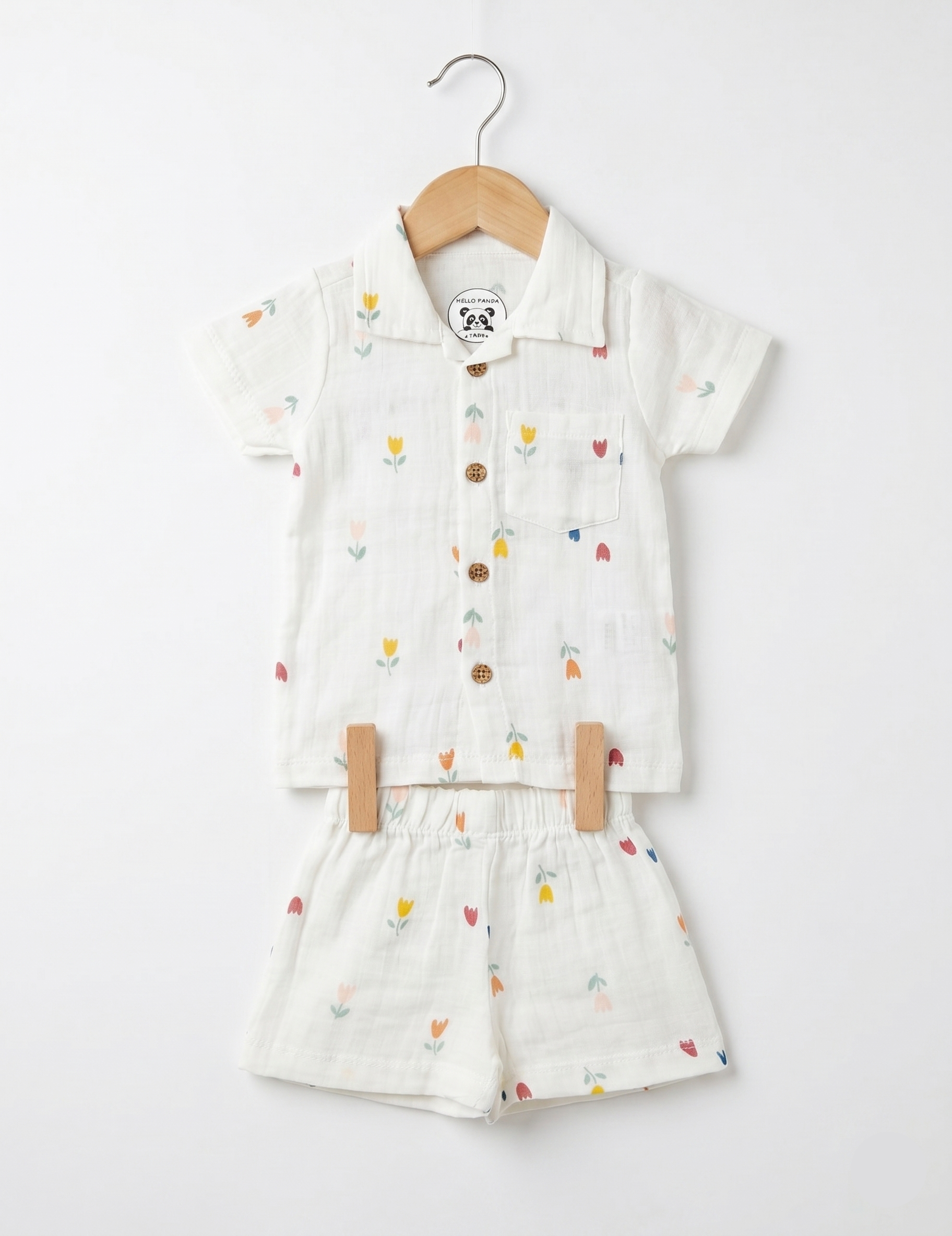 Muslin Cotton Summer Short Set - Cute Minimalist Floral Design