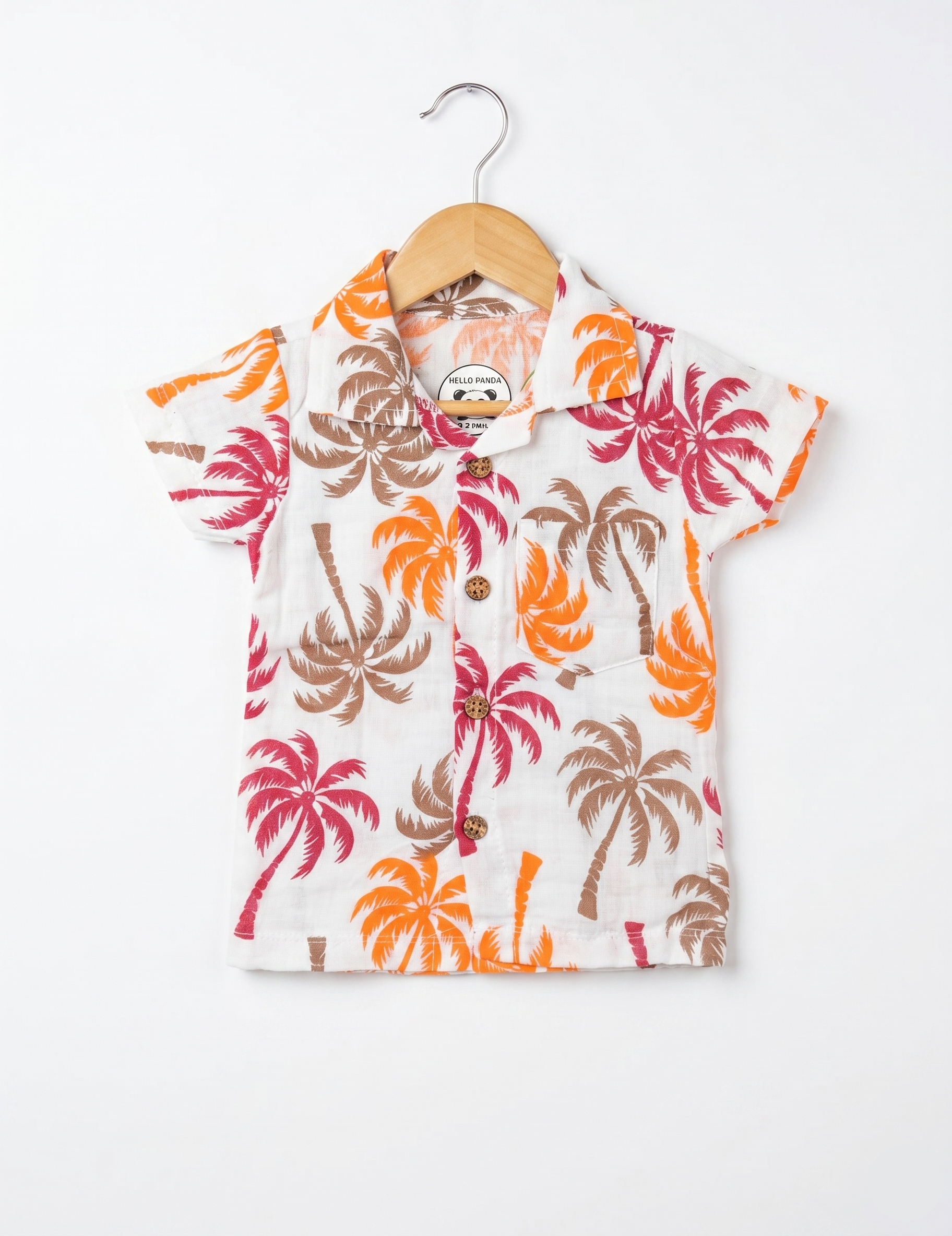 Soft Muslin Button-Down Shirt & Shorts Set - Tropical Palm Print