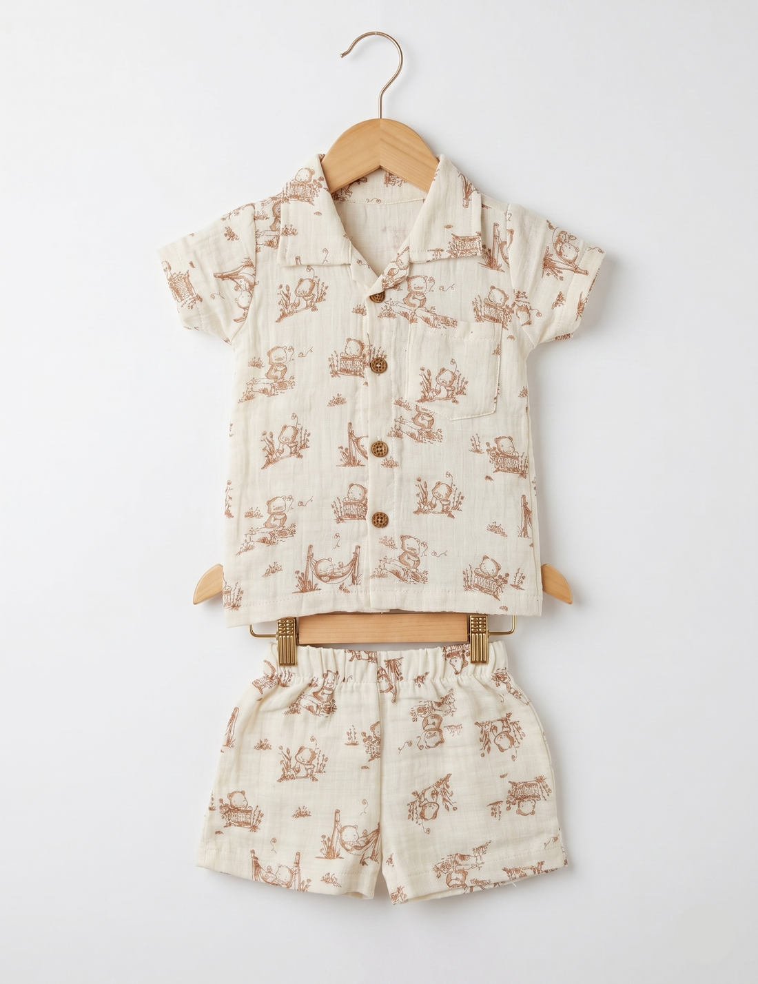 Breathable Muslin Kids’ Lounge Set - Sweet Natured Character Design