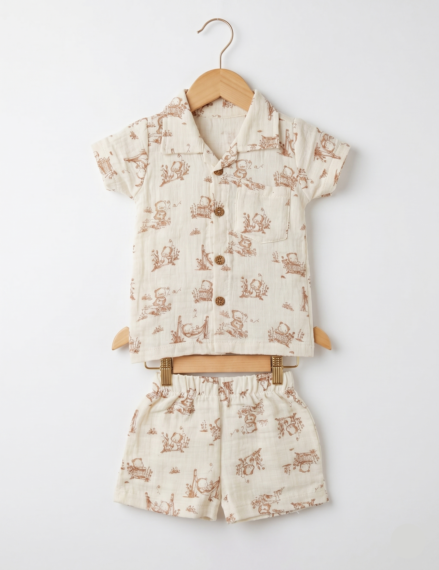 Breathable Muslin Kids’ Lounge Set - Sweet Natured Character Design