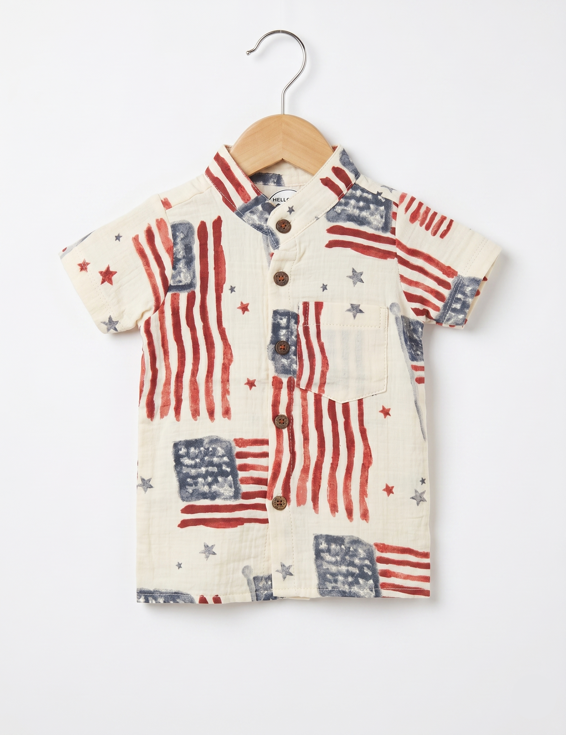 Muslin Cotton Summer Short Set - Flag and Star Pattern