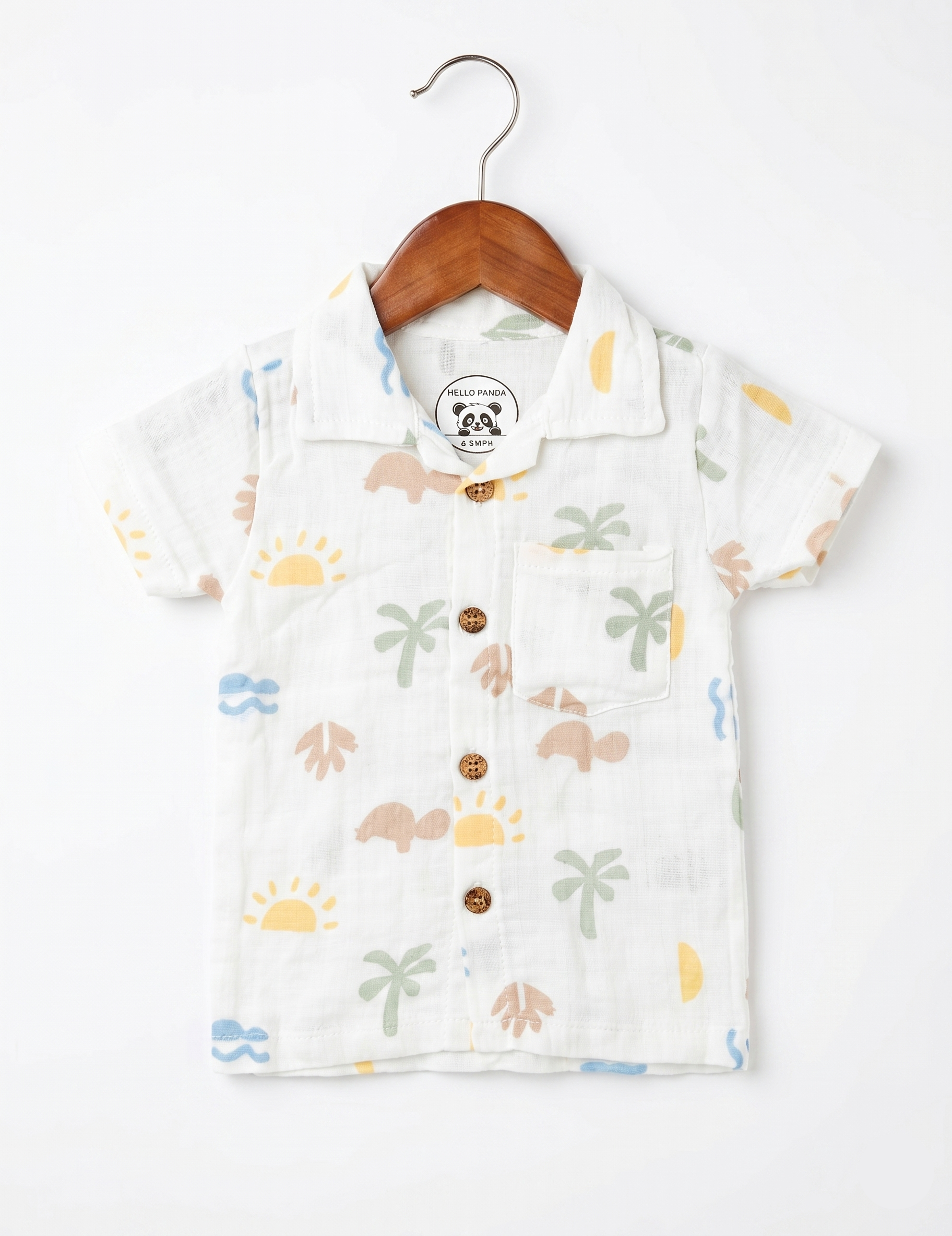 Soft Muslin Button-Down Shirt & Shorts Set - Tropical Summer Print