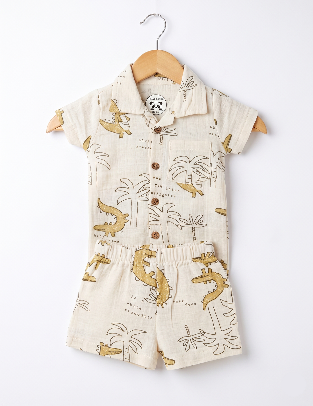 Little Flower Soft Muslin Two-Piece Outfit – Tropical Crocodile Print