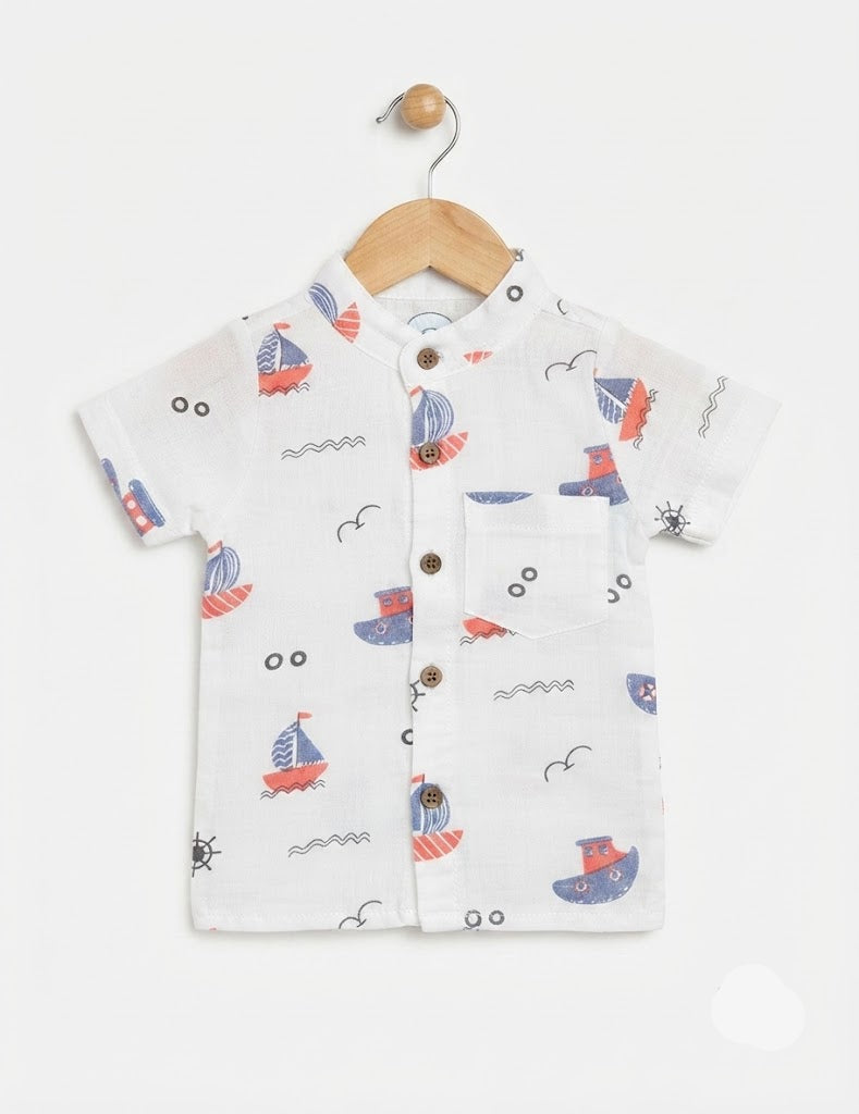Kids Nautical Muslin Short Set – Shirt & Shorts