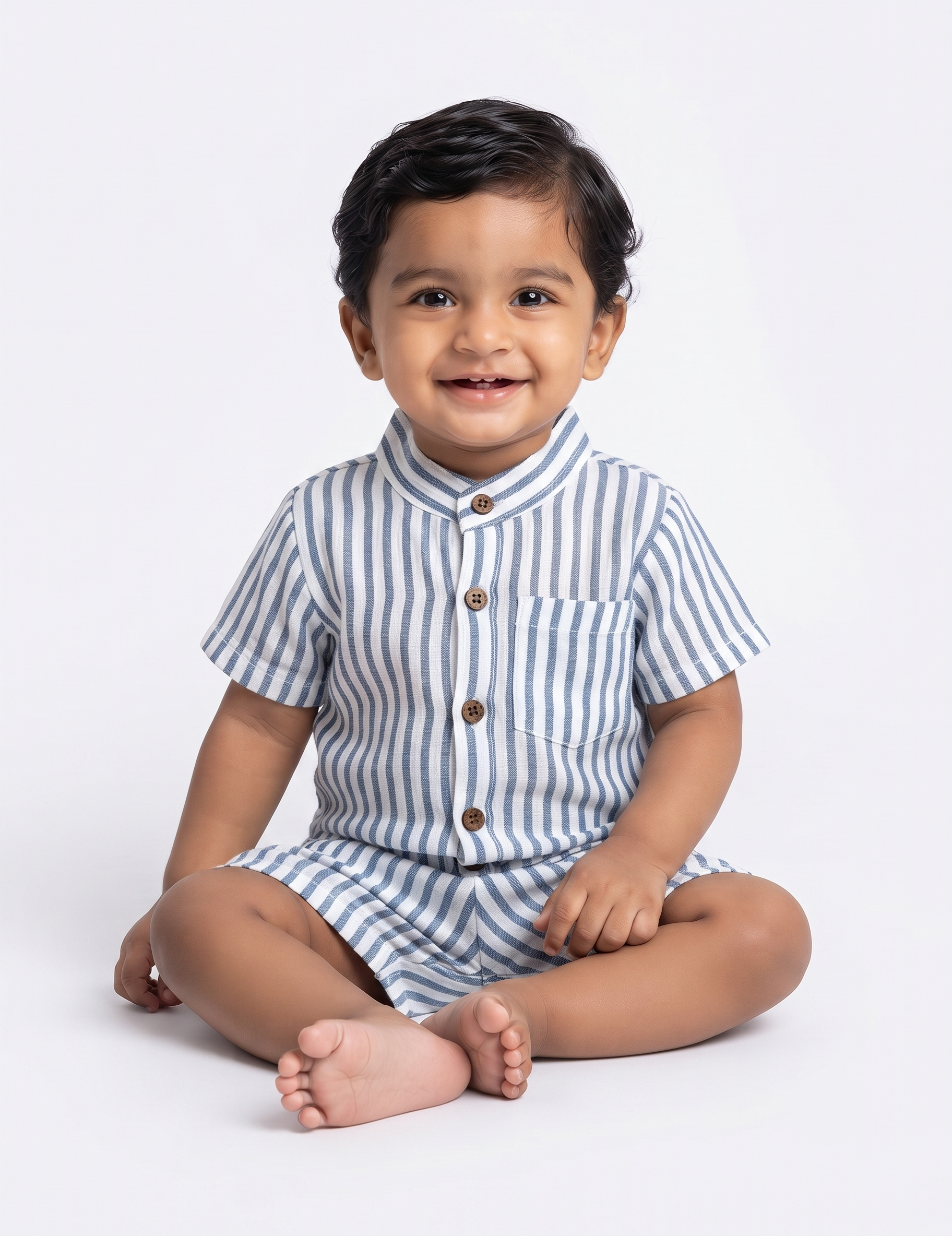 Kids Striped Cotton Short Set – Shirt & Shorts