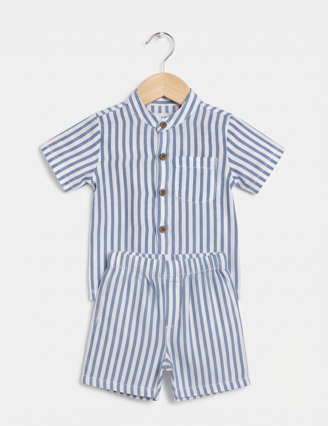 Kids Striped Cotton Short Set – Shirt & Shorts