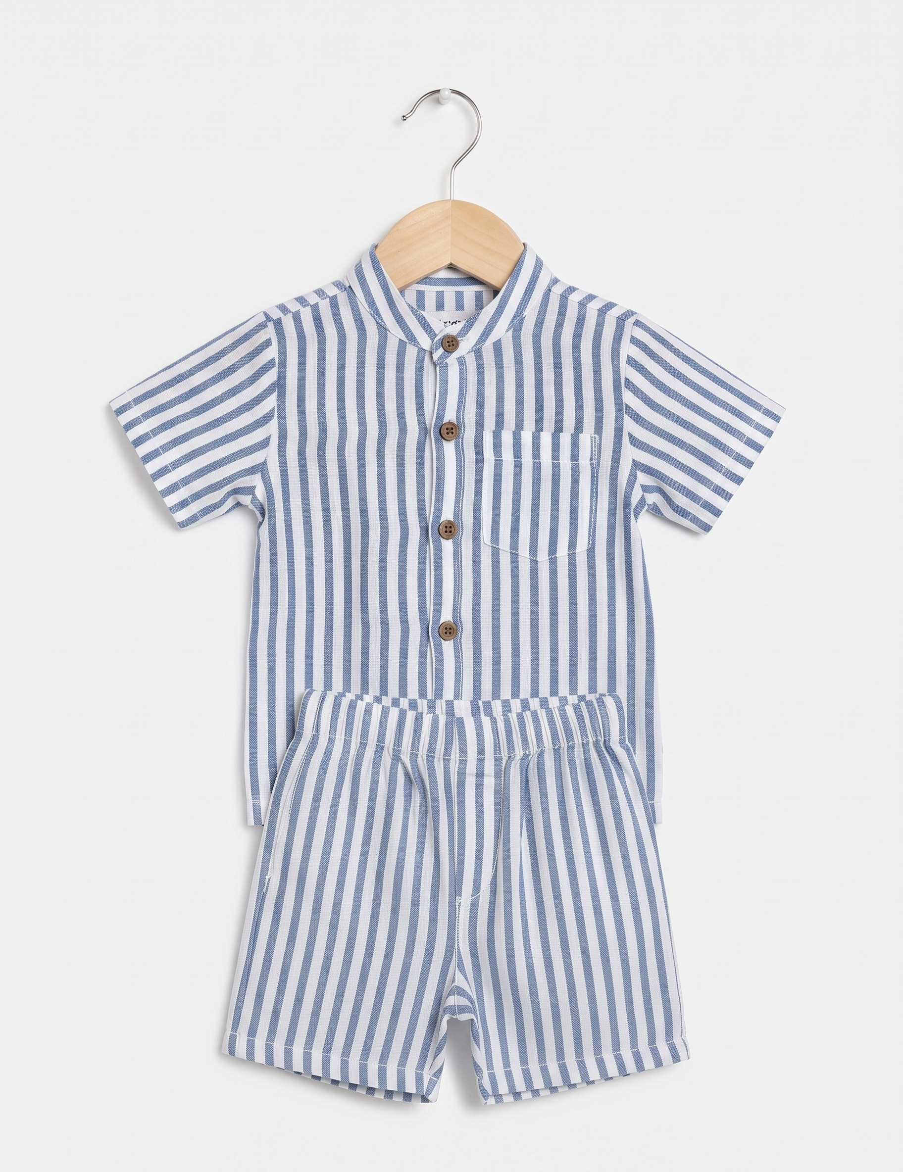 Kids Striped Cotton Short Set – Shirt & Shorts