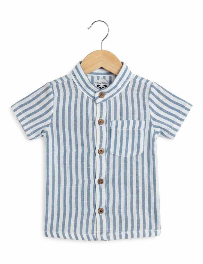Kids Striped Cotton Short Set – Shirt & Shorts