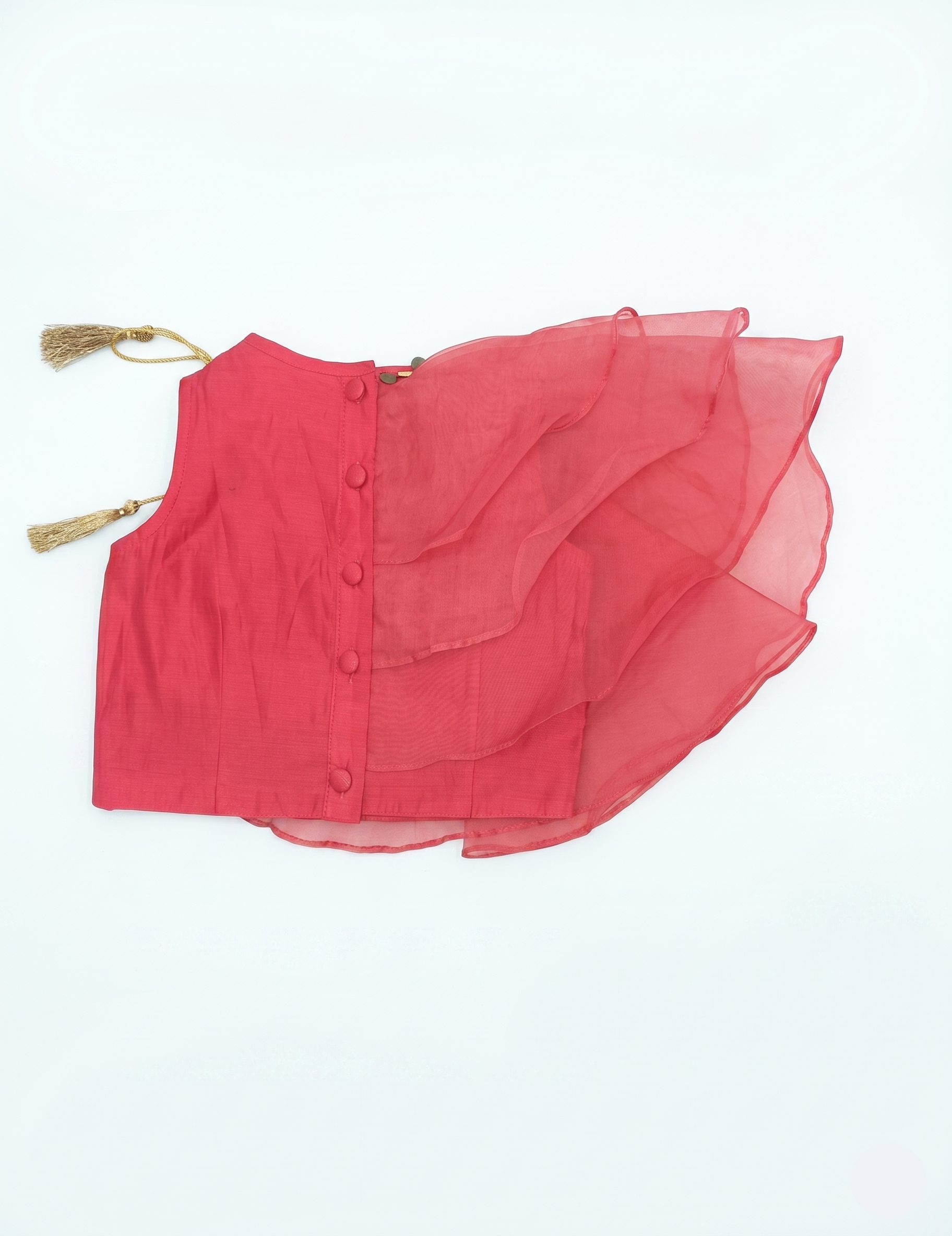 Girls' Red Ruffle Choli and Floral Lehenga Set | Kids' Indo-Western Party Dress