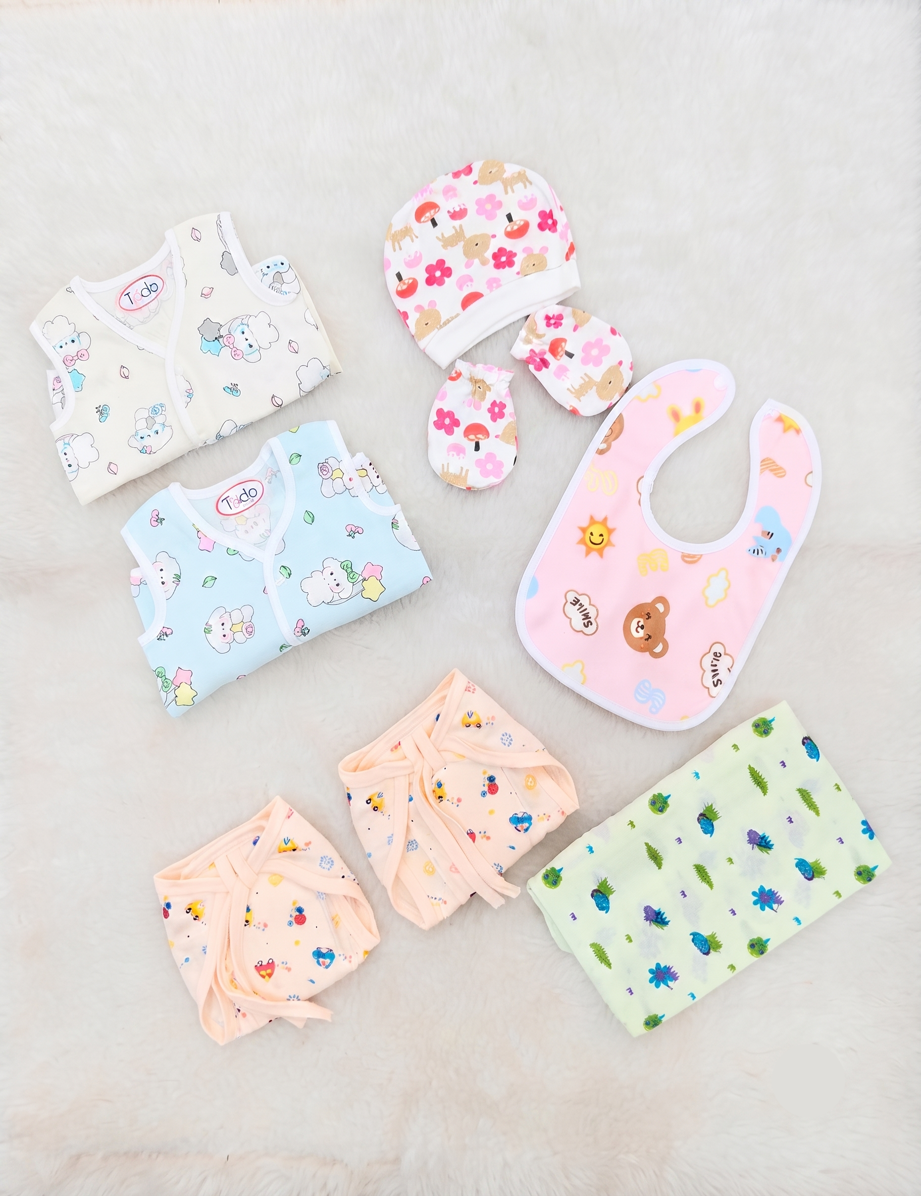 Baby Essentials Starter Kit - 8-Piece Newborn Clothing & Accessory Combo