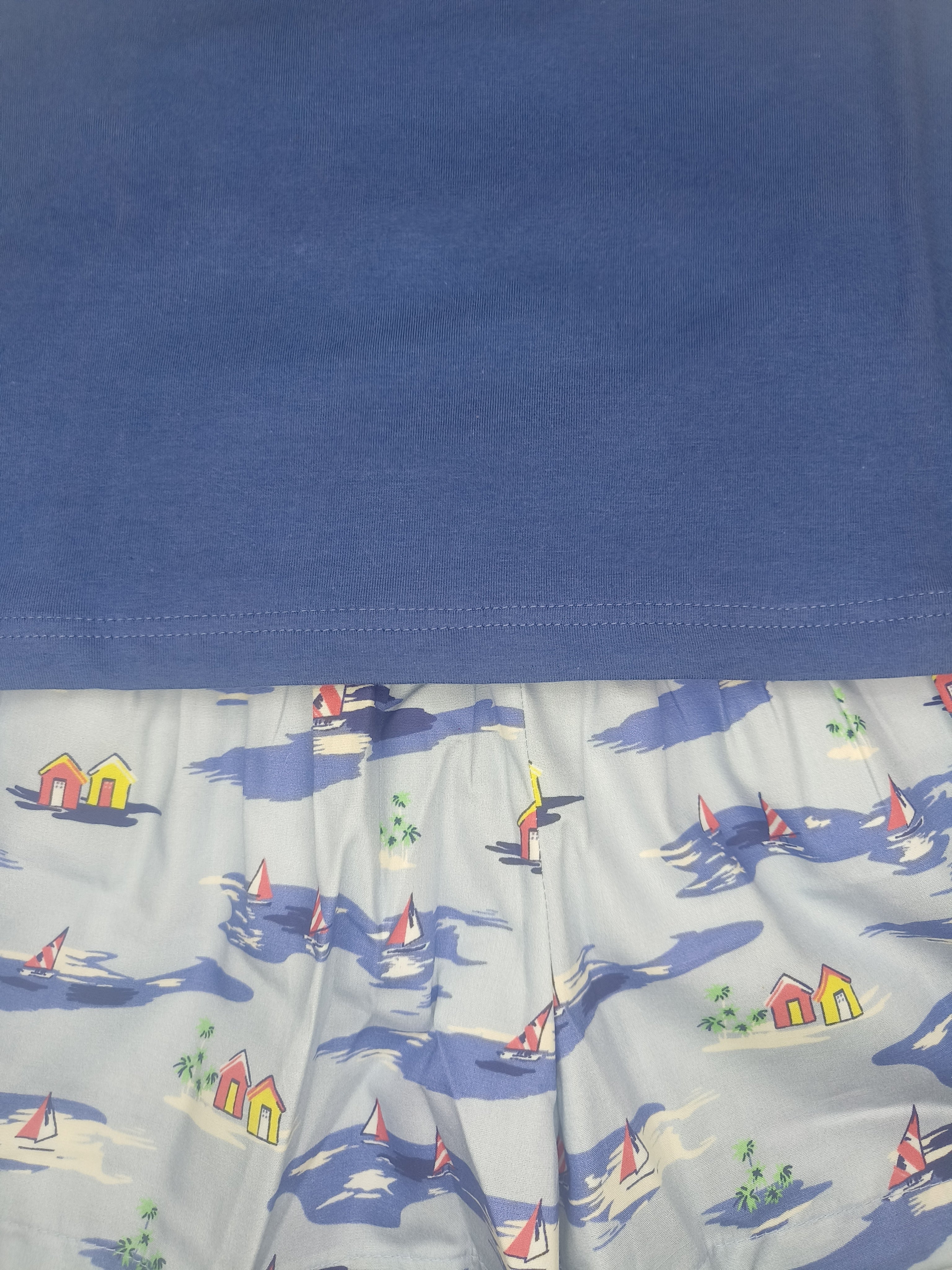 Kids Blue Sleeveless Top and Sailboat Print Shorts | Girls Cotton Casual Shorts Set