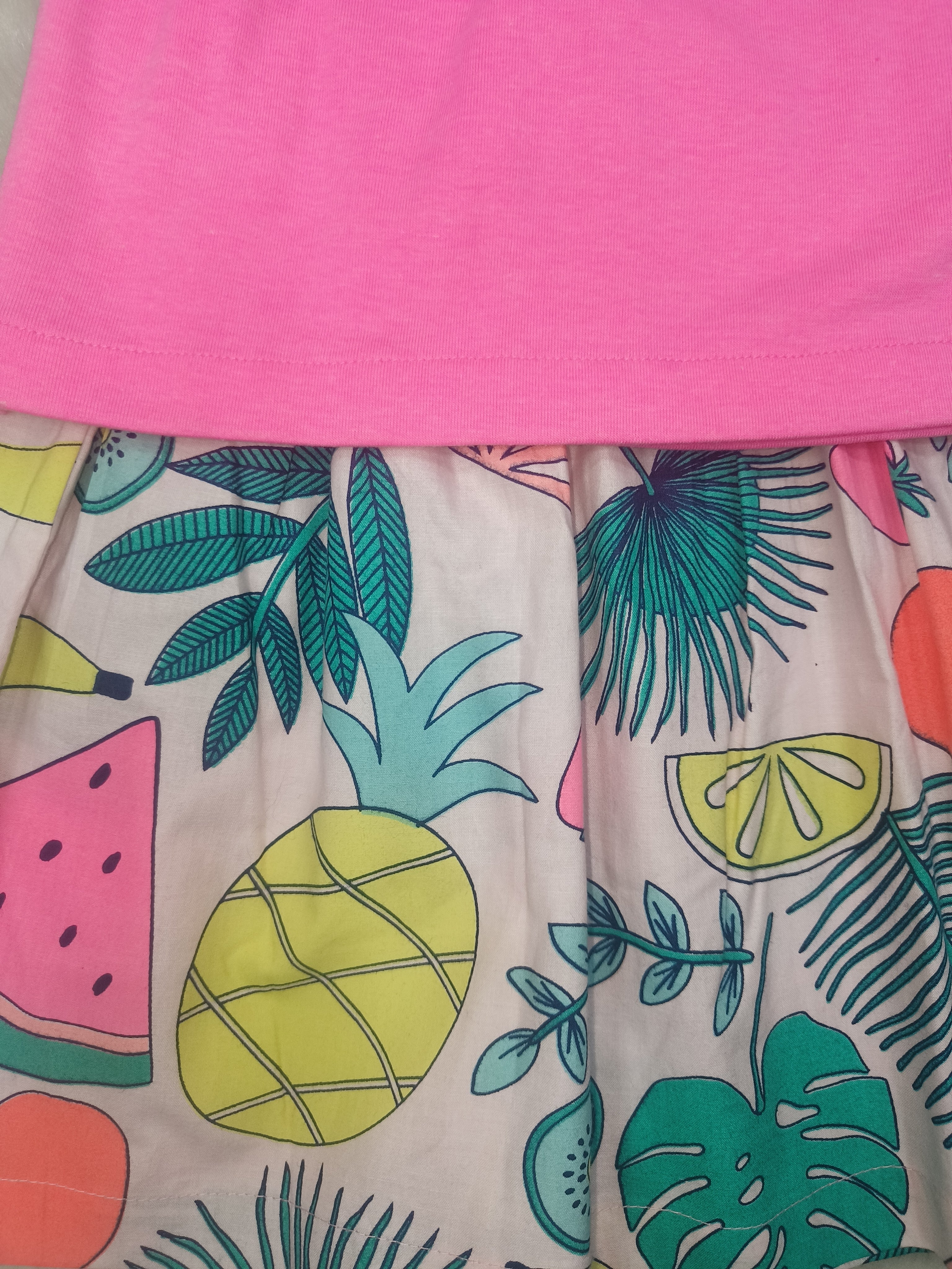 Kids Pink Cotton Camisole and Fruit Pattern A-Line Skirt | Girls Casual Summer Dress Set