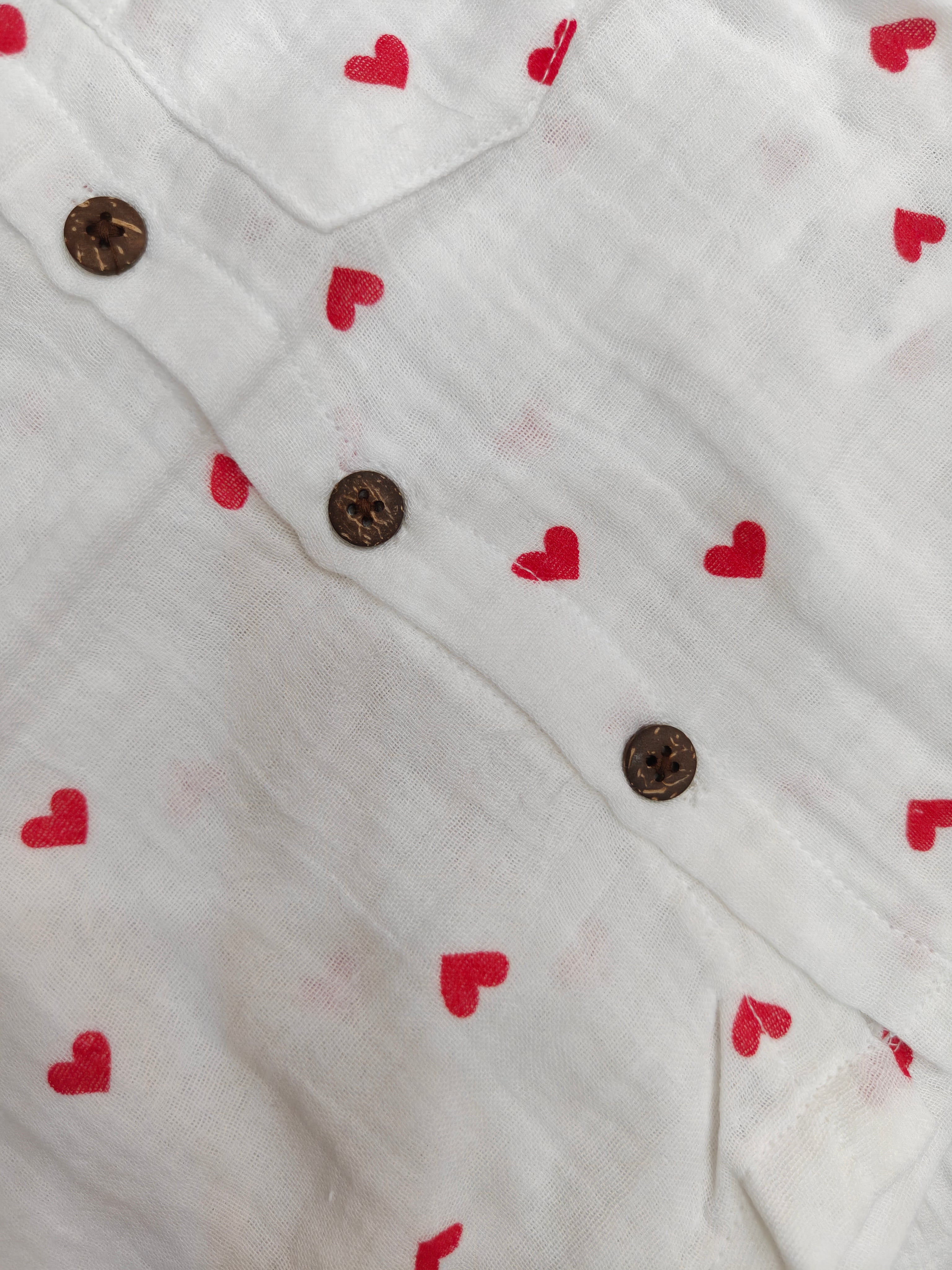 Infants' Heart-Print Muslin Button-Down Shirt and Shorts Set