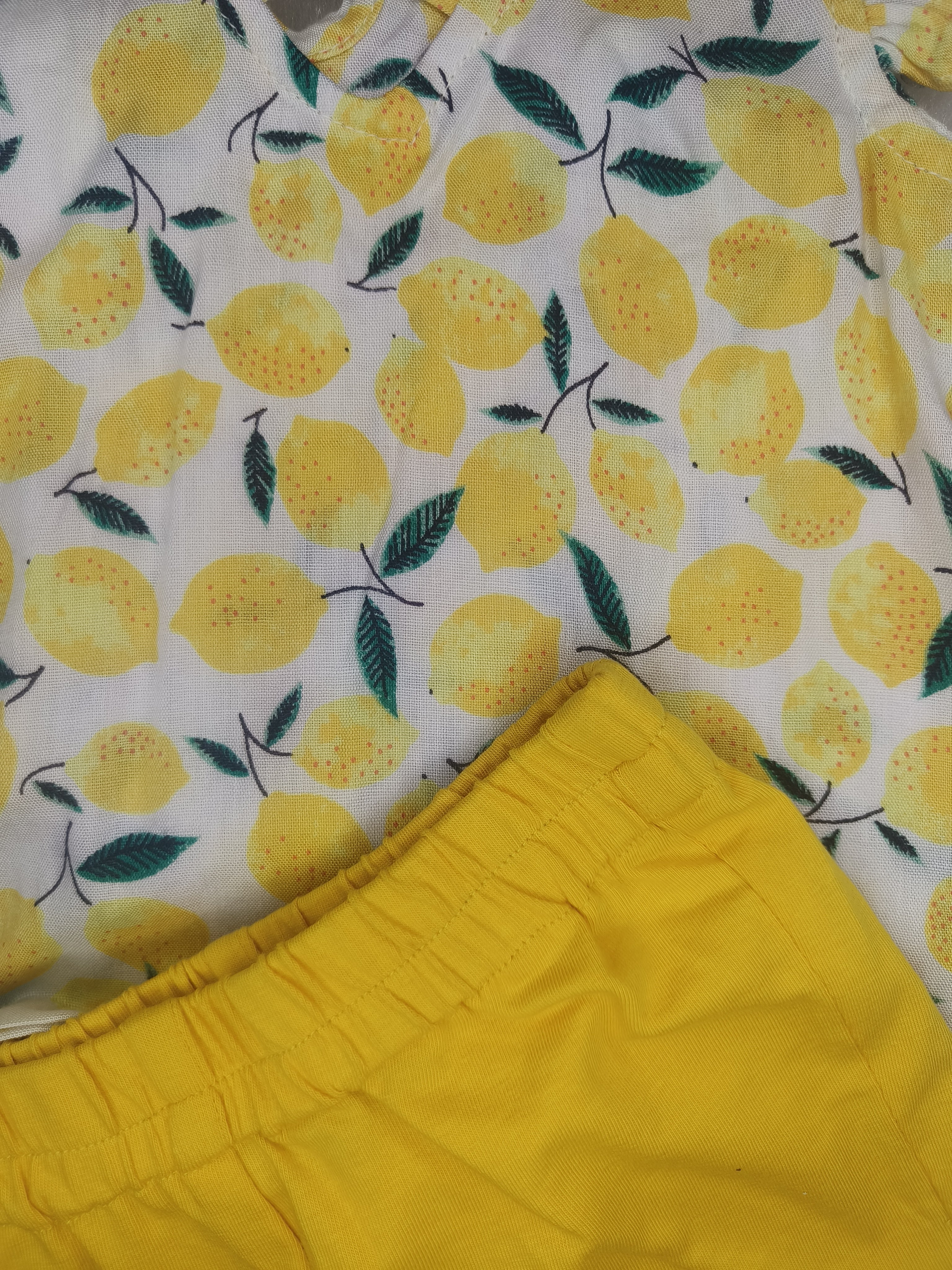 Kids Yellow Fruit Print Top and Cotton Shorts | Girls Casual Summer Shorts Set
