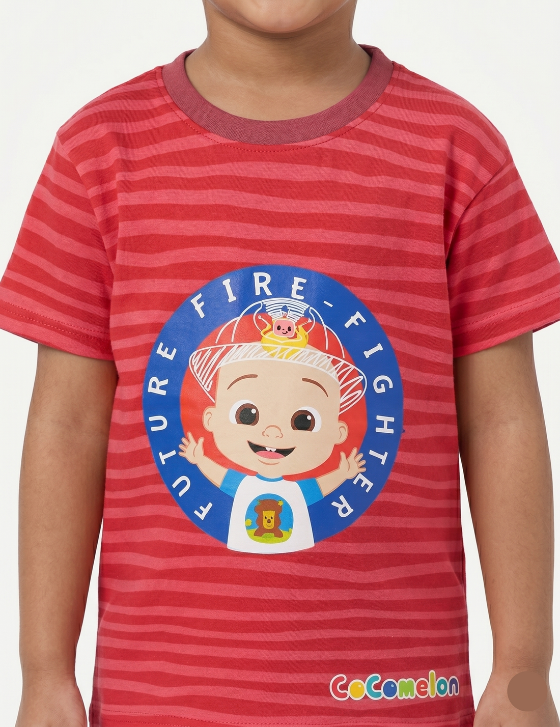 Kids' CoComelon "Future Fire-Fighter" Red Striped Graphic T-Shirt