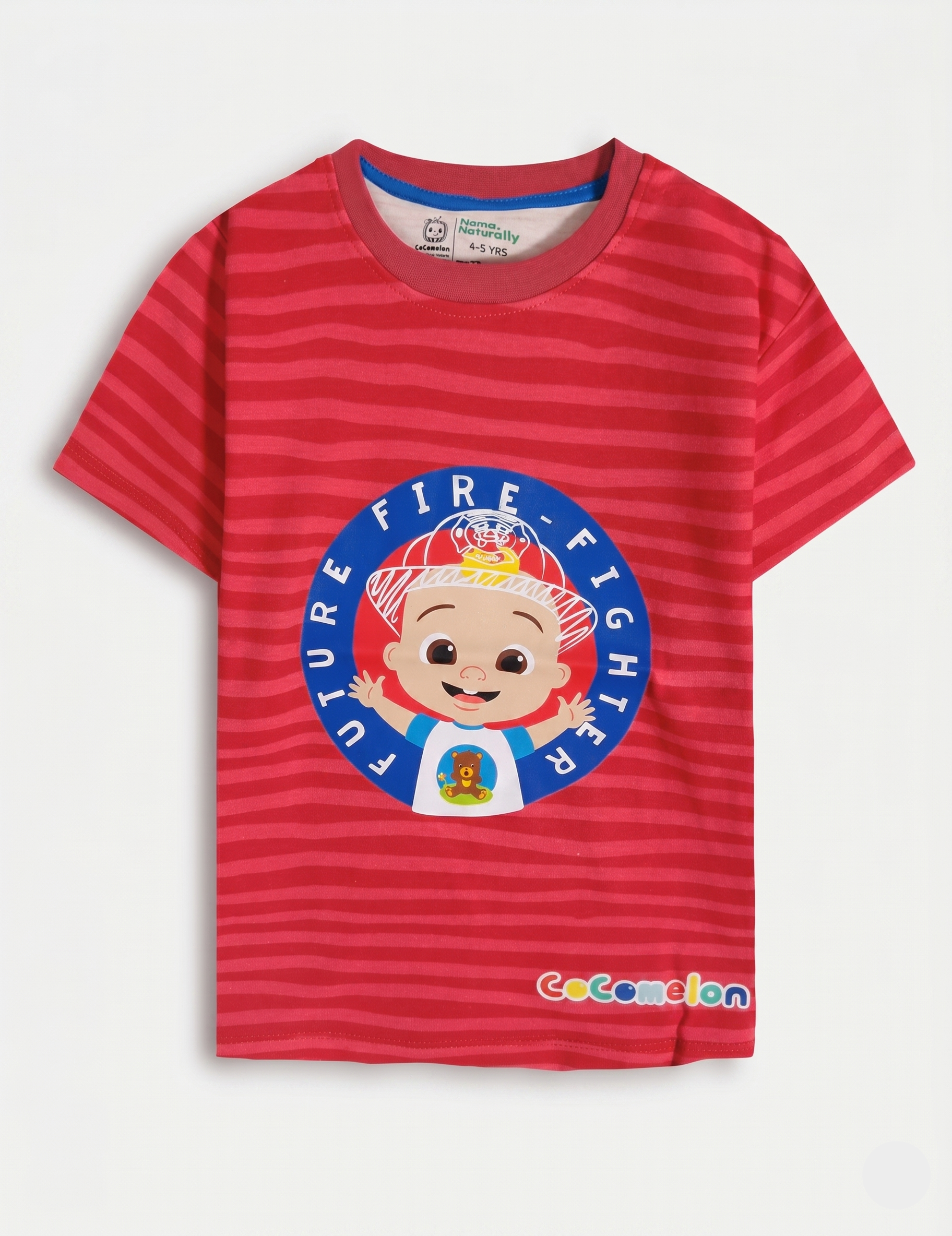 Kids' CoComelon "Future Fire-Fighter" Red Striped Graphic T-Shirt