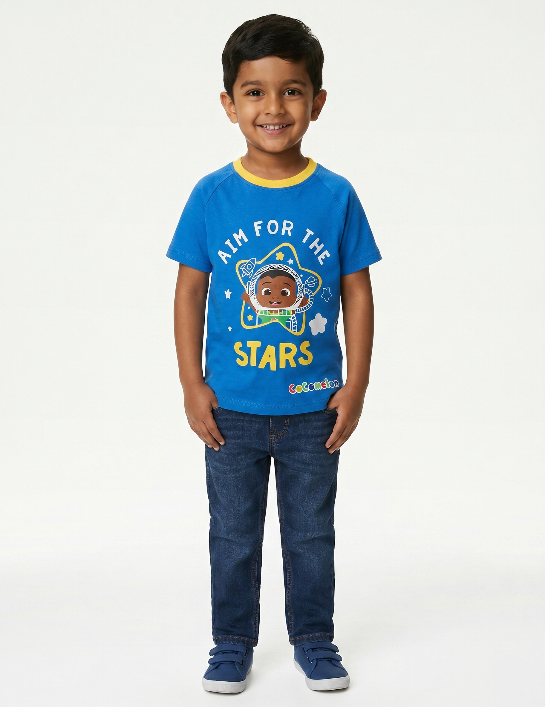 Kids' CoComelon "Aim For The Stars" Blue Astronaut Graphic T-Shirt