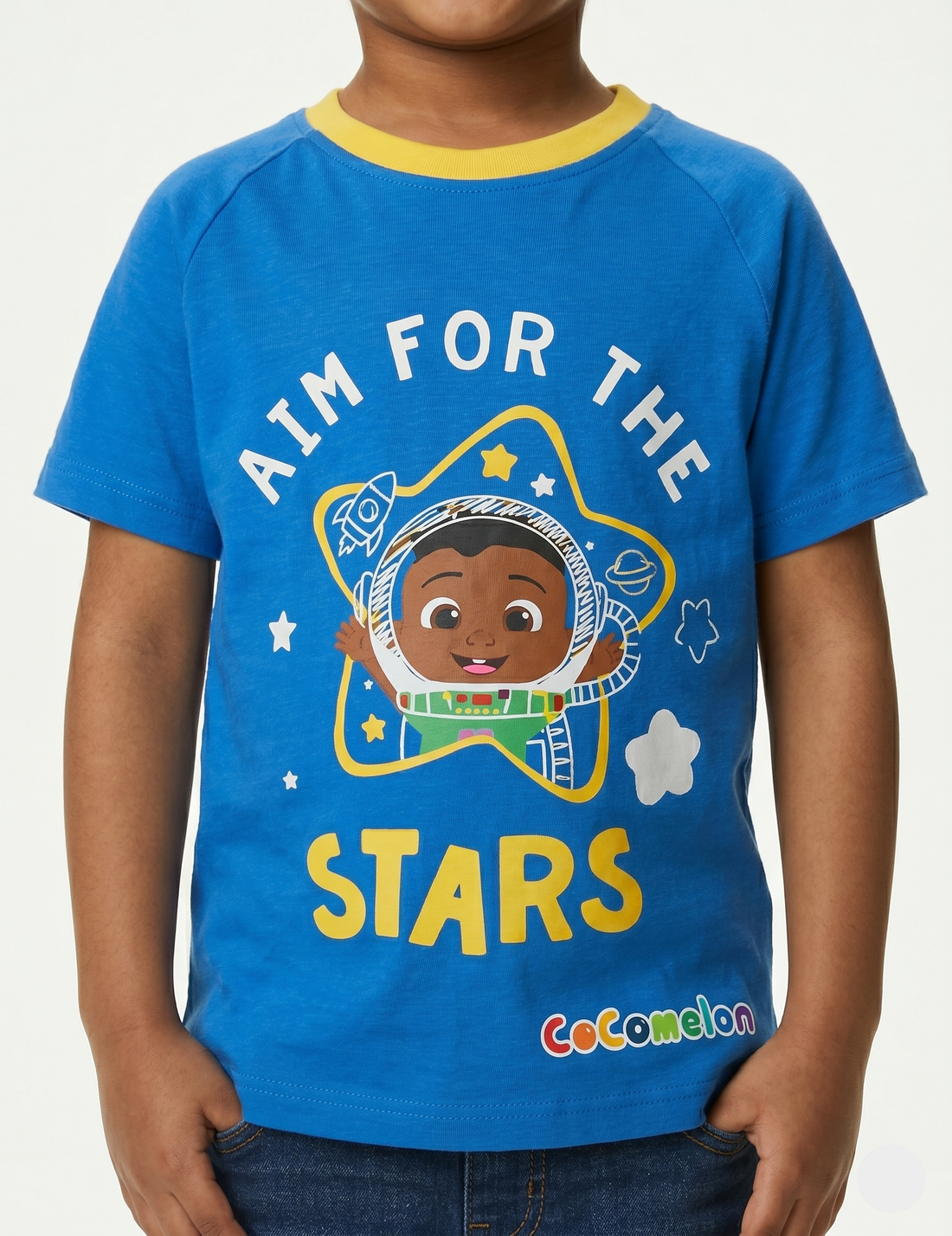 Kids' CoComelon "Aim For The Stars" Blue Astronaut Graphic T-Shirt
