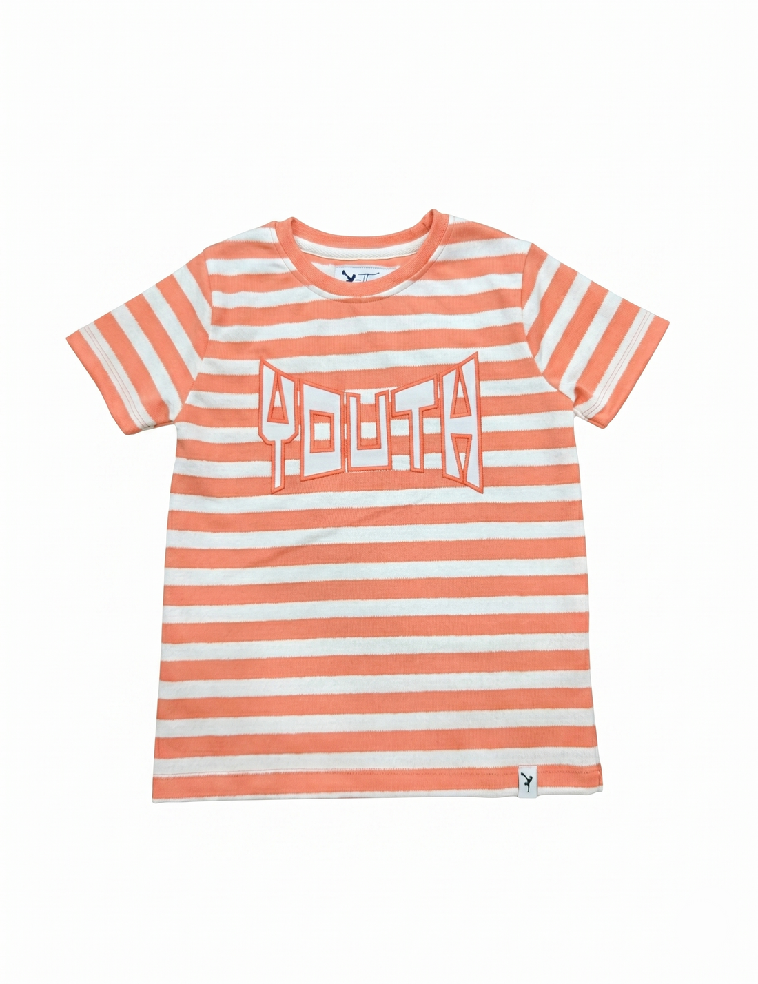 Kids' Orange and White Striped "YOUTH" Graphic T-Shirt