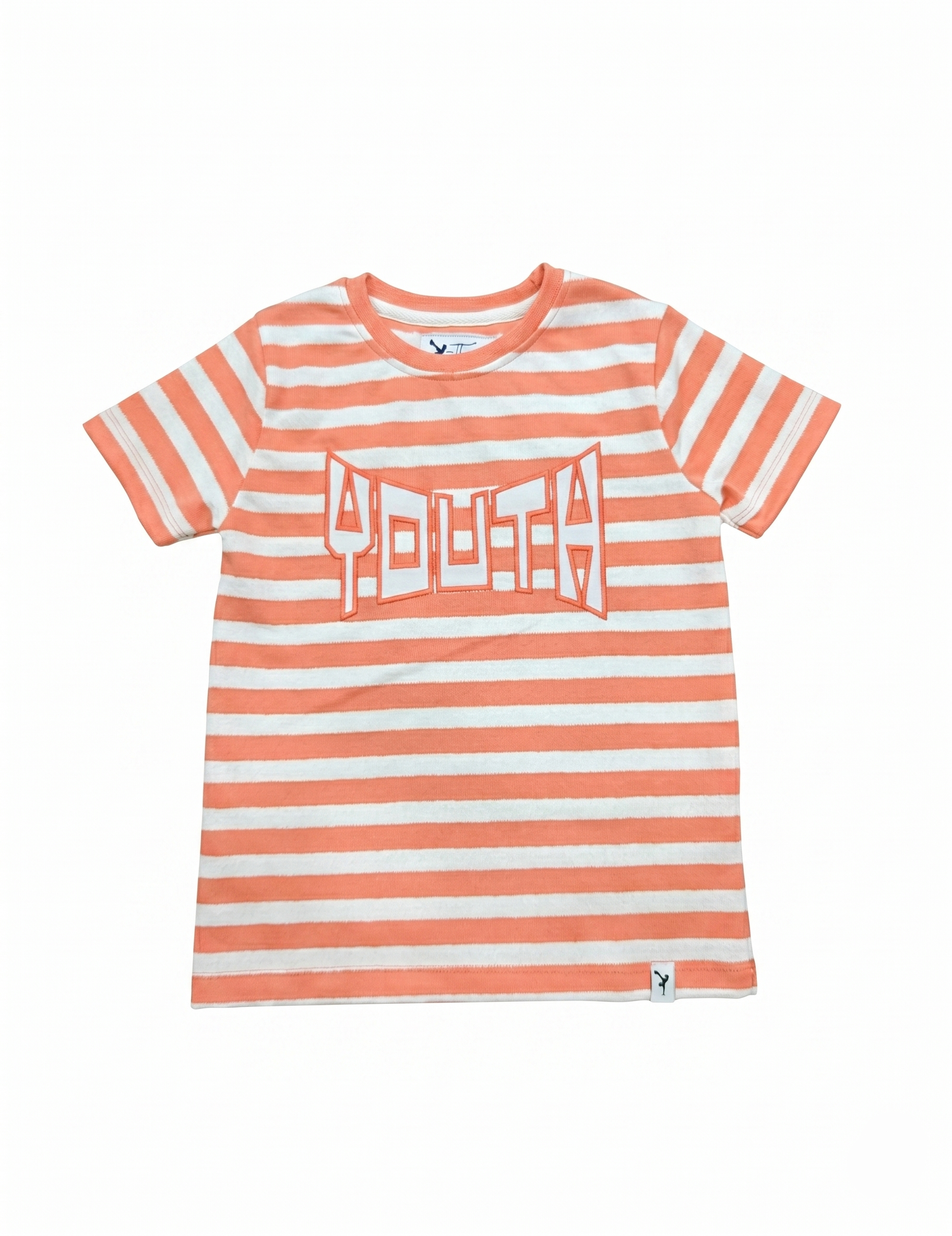 Kids' Orange and White Striped "YOUTH" Graphic T-Shirt