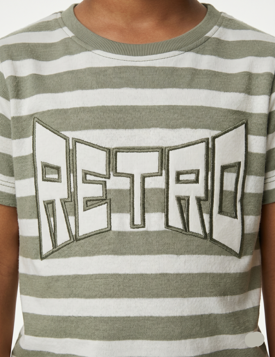 Sage Striped "RETRO" Graphic Tee for Kids