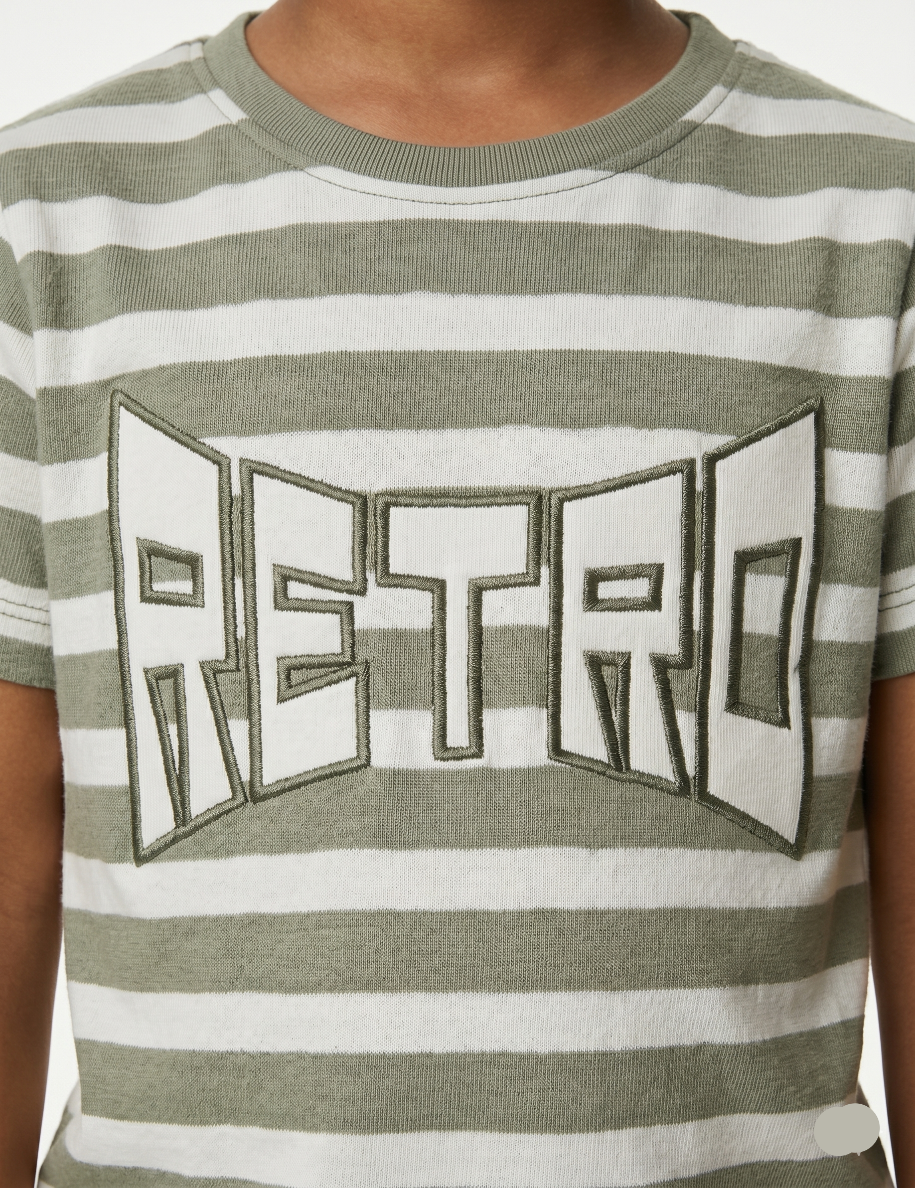 Sage Striped "RETRO" Graphic Tee for Kids