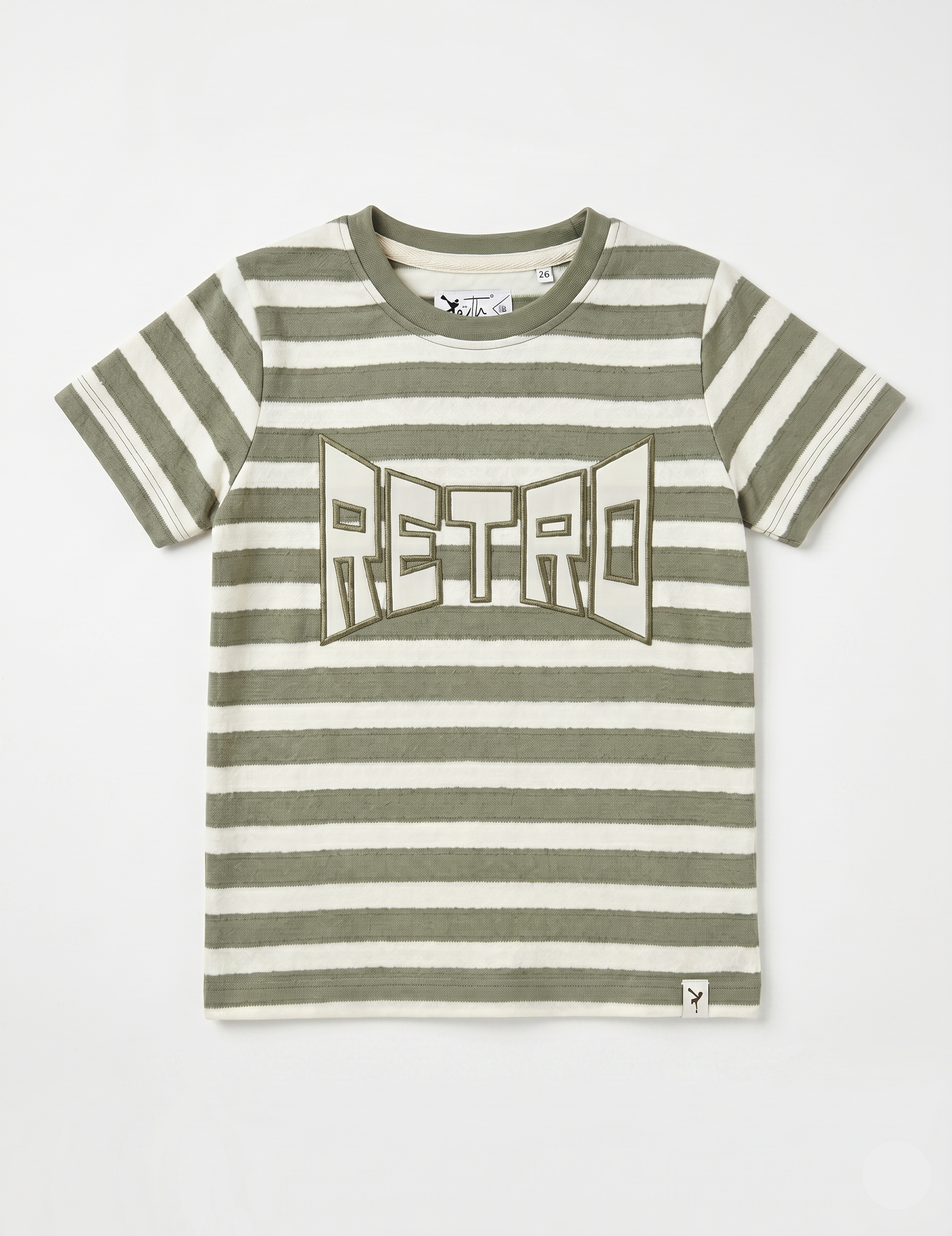 Sage Striped "RETRO" Graphic Tee for Kids